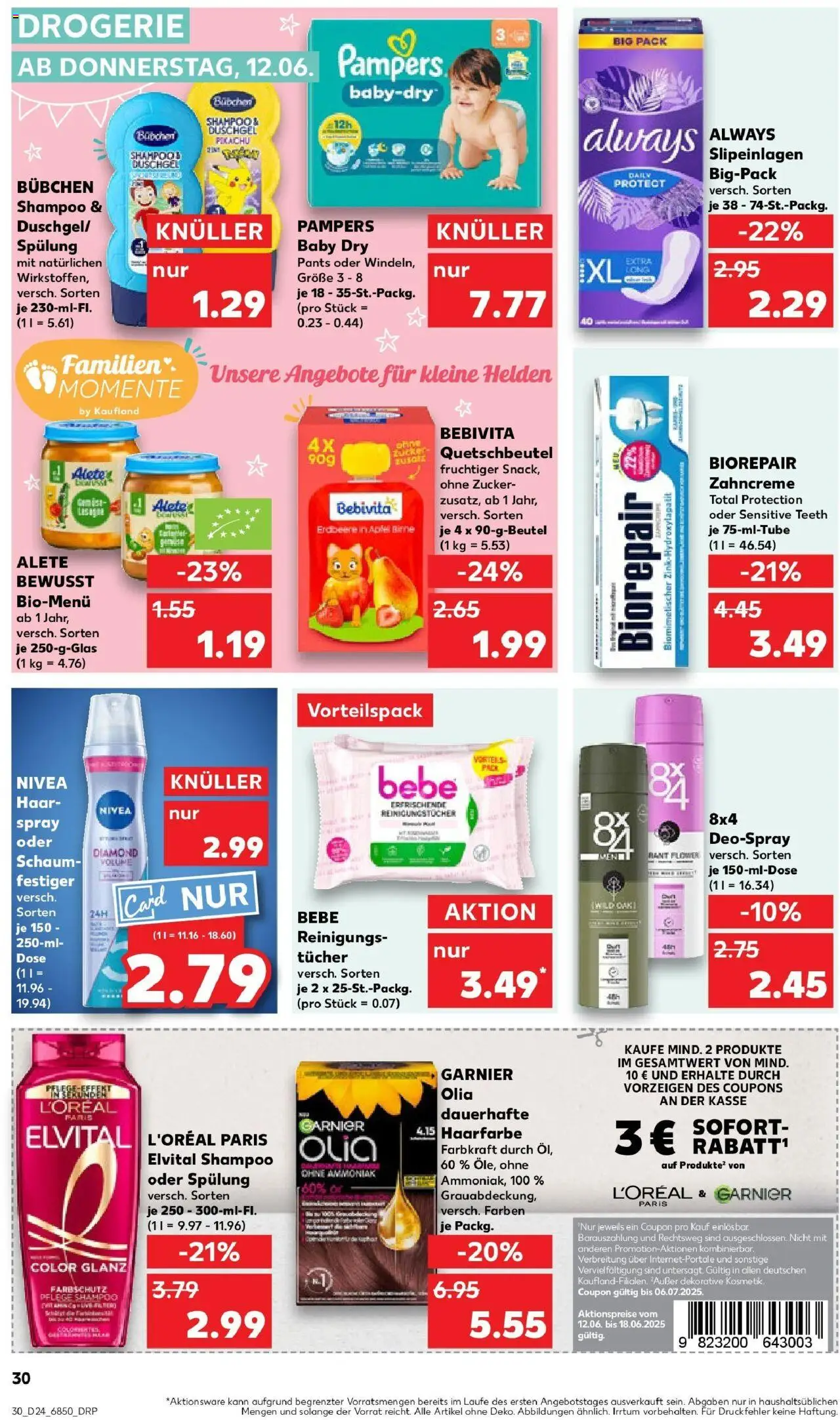 Kaufland prospekt Dingolfing	 - gültig ab dem 11.06.2025 | Seite: 30 | Produkte: Pampers, Äpfel, Spülung, Reinigungstücher