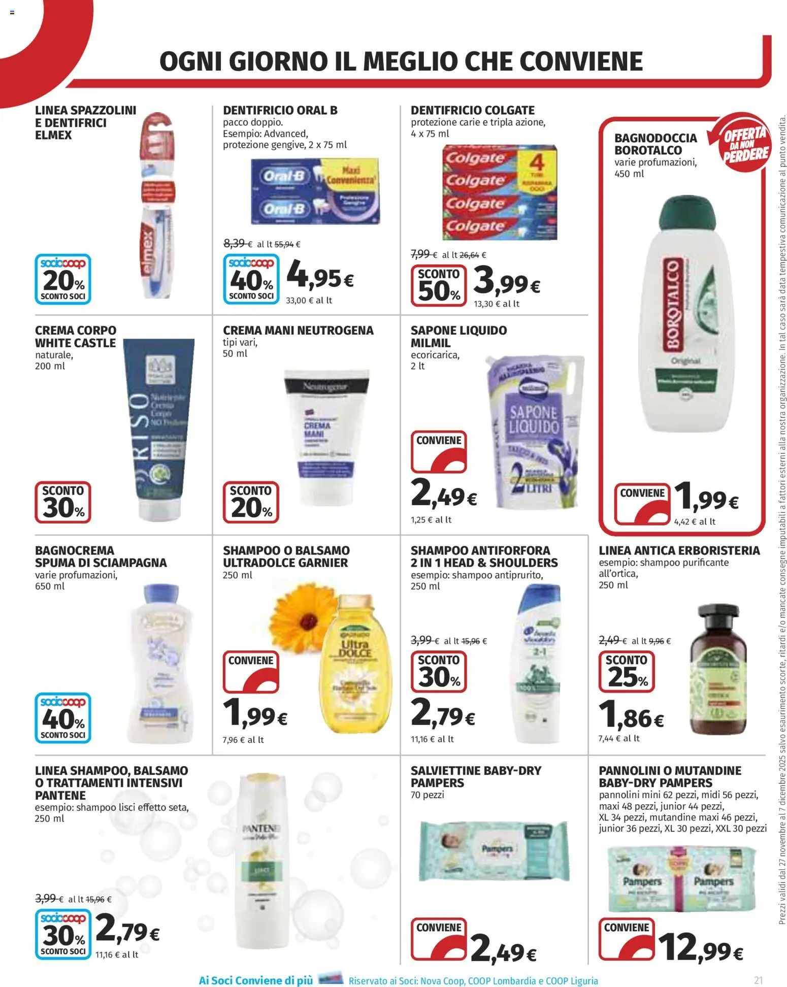 Volantino COOP del 27.11.2025 | Pagina: 21 | Prodotti: Balsamo, Crema, Pannolini, Dentifricio
