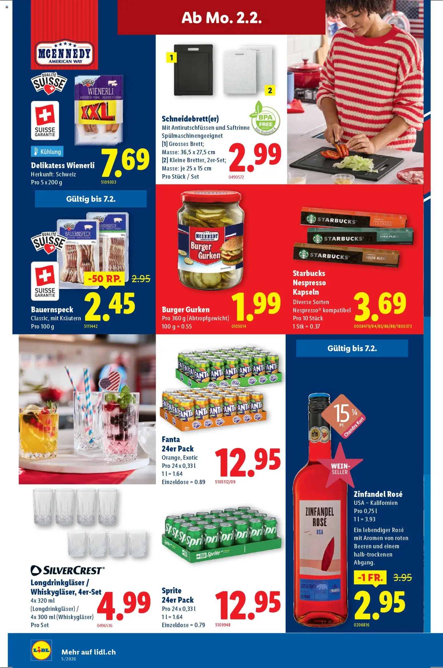 Lidl Aktionen – gültig ab 29.01.2026 | Seite: 26 | Produkte: Fanta, Burger, Wein, Gurken