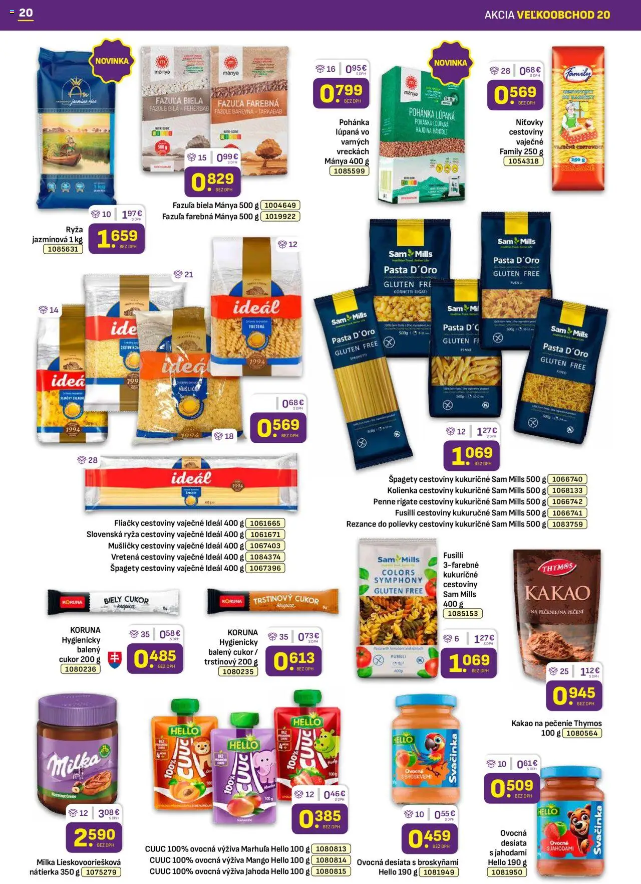 Nové Libex akcie – leták je platný od 06.10.2025 | Strana: 20 | Produkty: Fusilli, Ryža, Rezance, Trstinový cukor