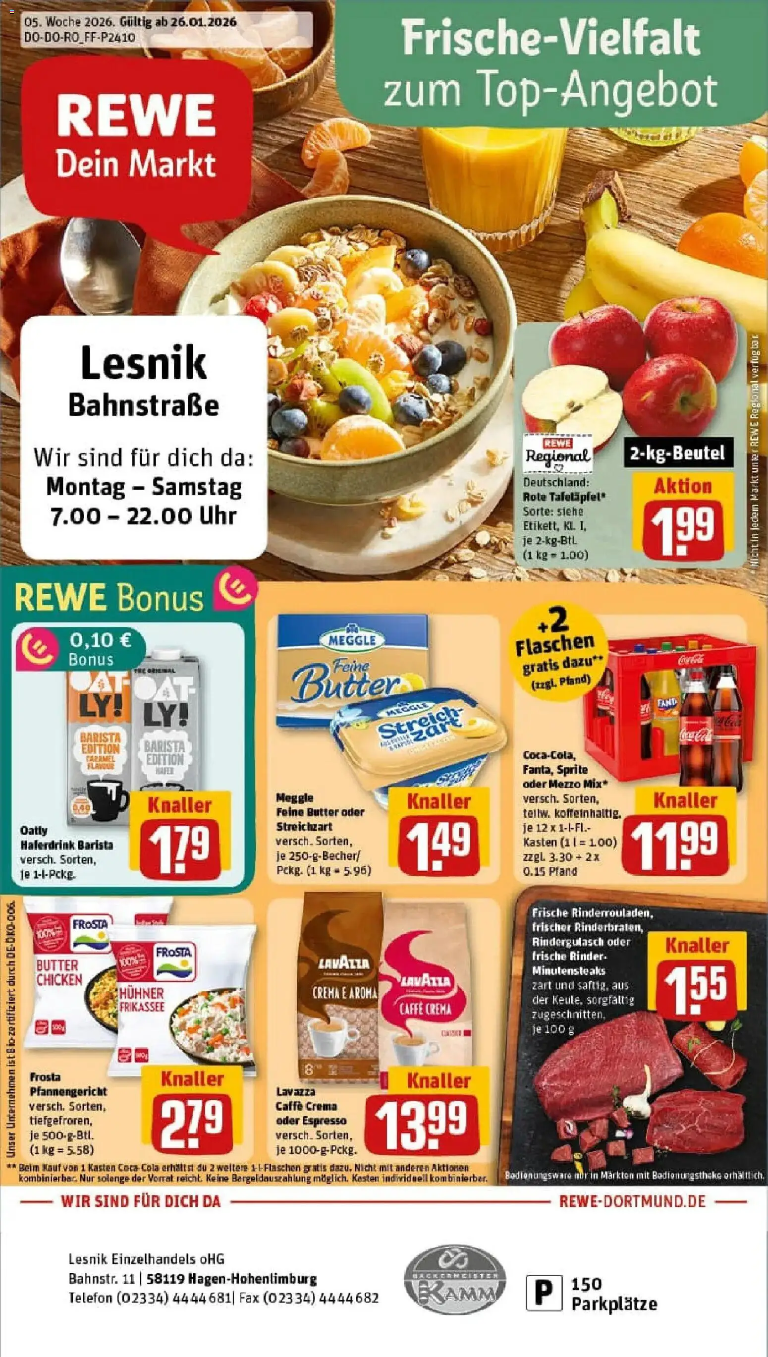 Rewe prospekt Hagen	 – gültig ab 26.01.2026 | Seite: 1 | Produkte: Lavazza, Butter, Haferdrink, Oatly