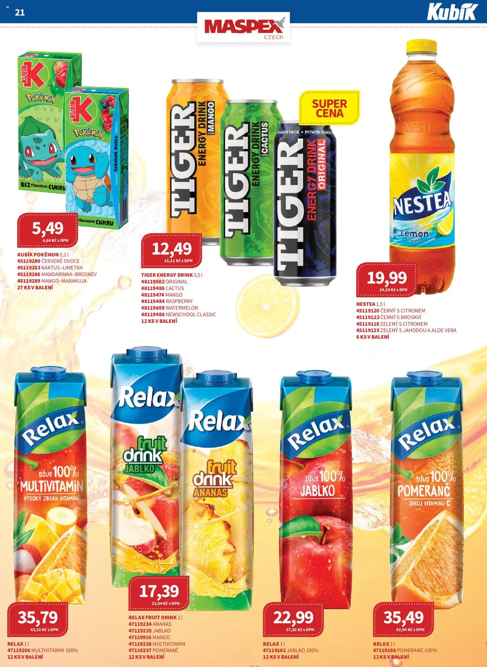 Kubík leták - Velkoobchod 04/2026 od 01.04.2026 | Strana: 21 | Produkty: Tiger energy, Mango, Tiger, Ananas