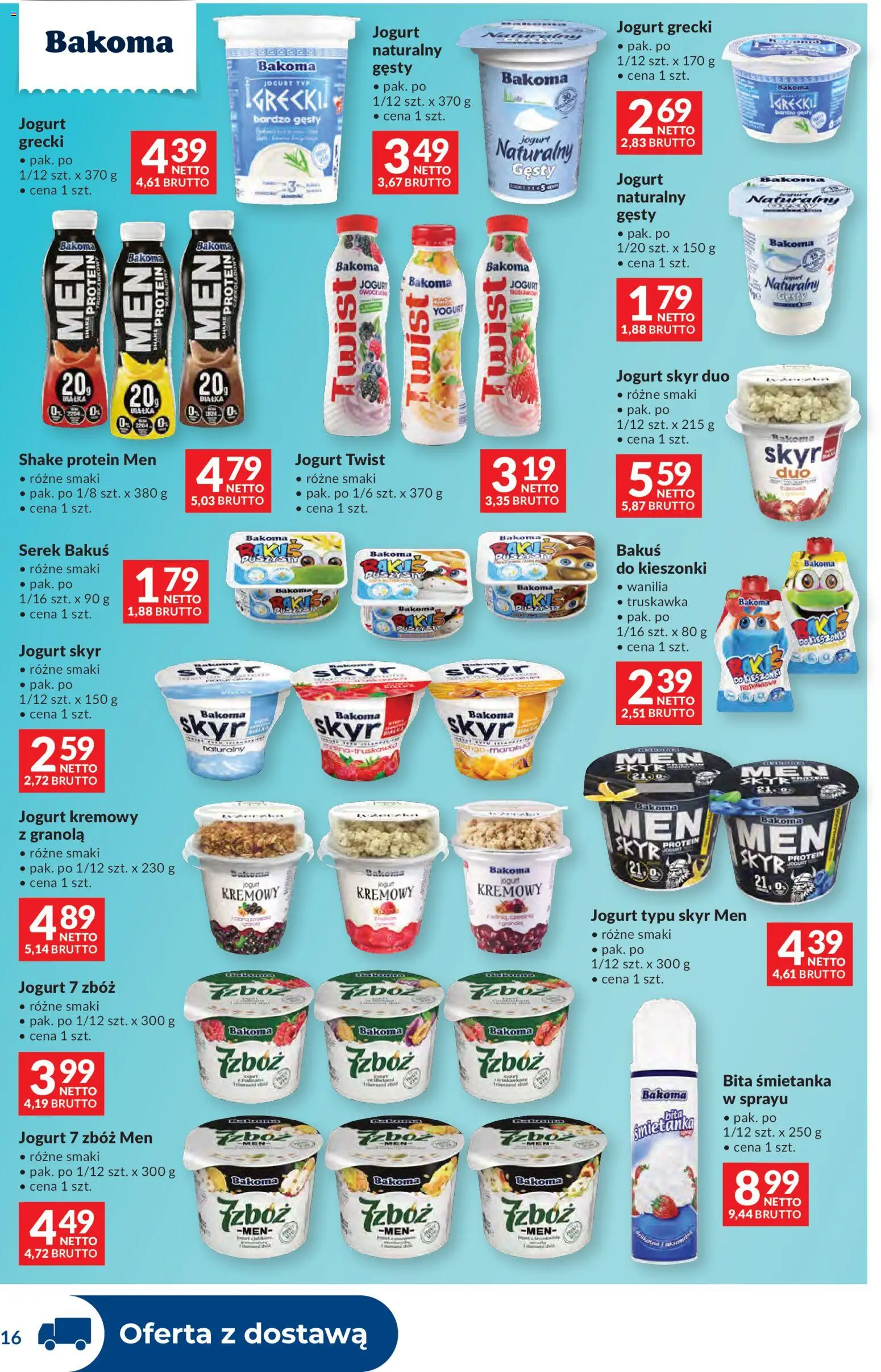 Makro Gazetka - Dystrybucja do sklepów od 25.11.2025 | Strona: 16 | Produkty: Jogurt grecki, Bita śmietanka, Serek, Skyr