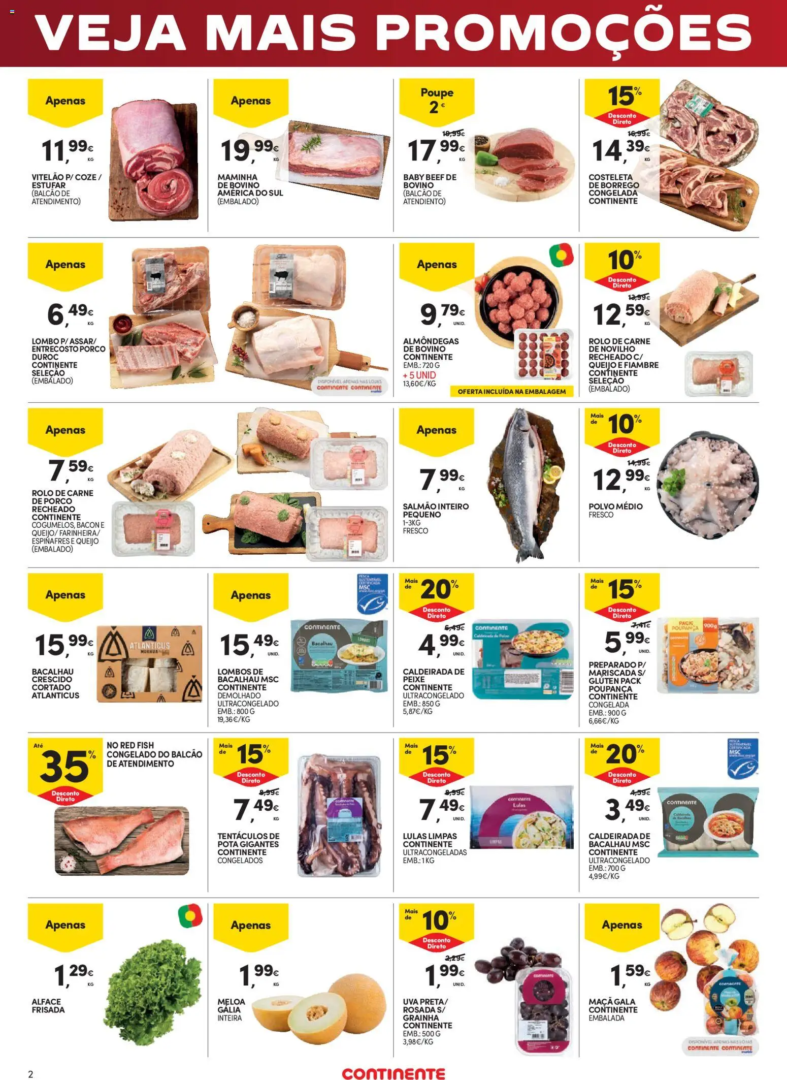Continente - Fim de Semana │ válido de 31.10.2025 | Página: 2 | Produtos: Bacalhau, Bacon, Lombo, Peixe