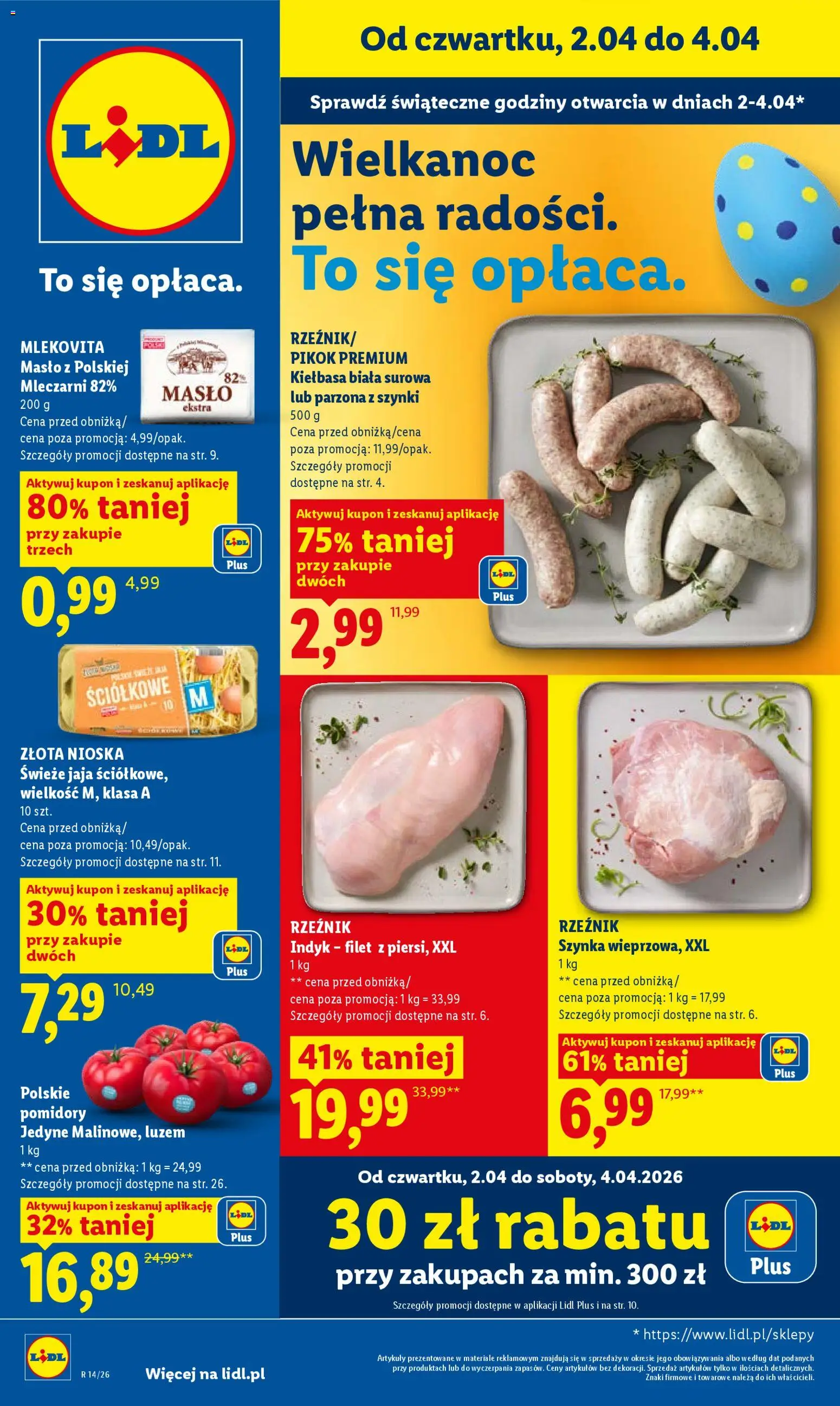 Lidl Polsko leták od 02.04.2026 | Strana: 1 | Produkty: Máslo, Filet, Pikok