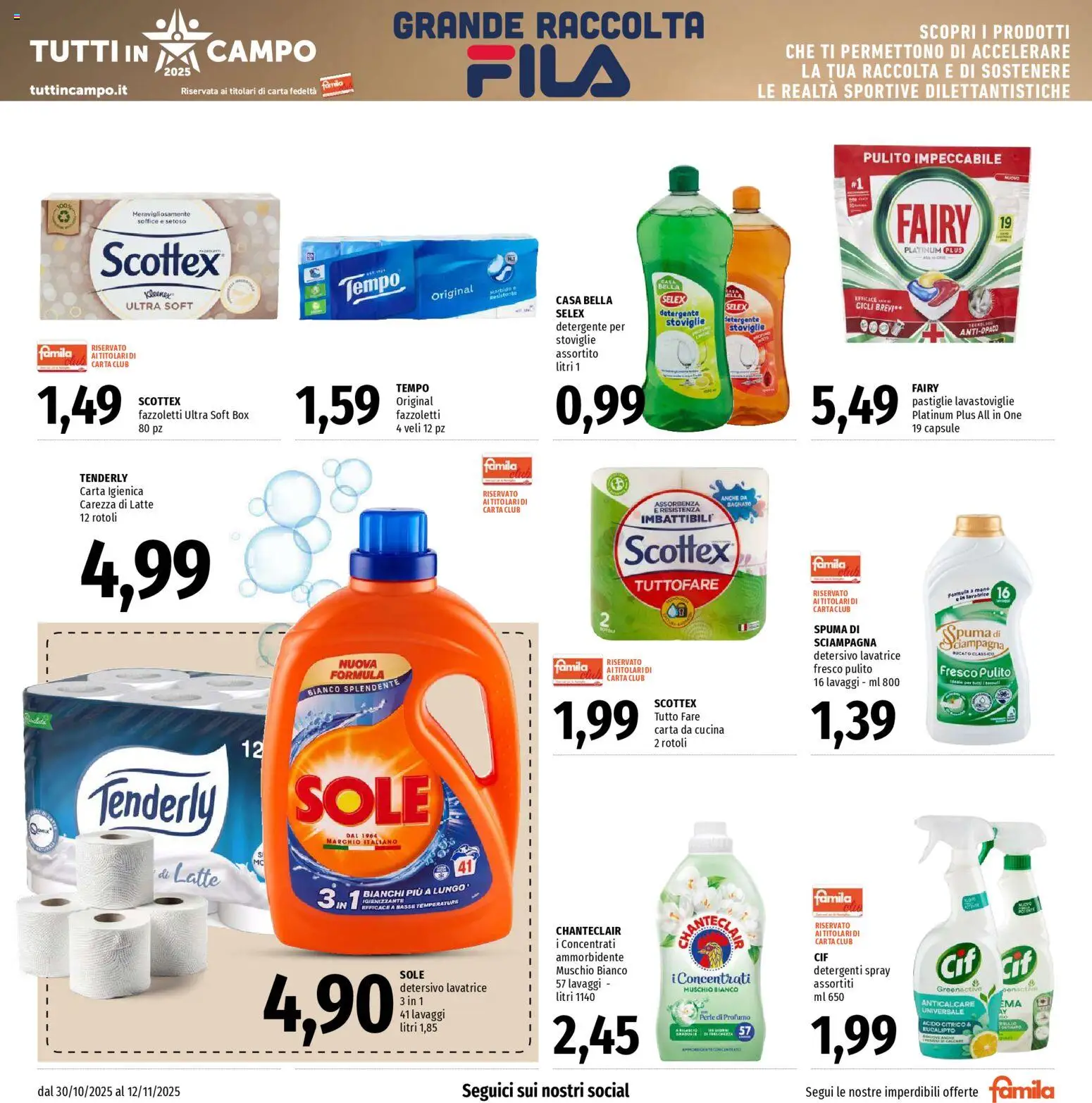 Volantino Famila del 30.10.2025 | Pagina: 23 | Prodotti: Detergente, Fazzoletti, Lavatrice, Lavastoviglie