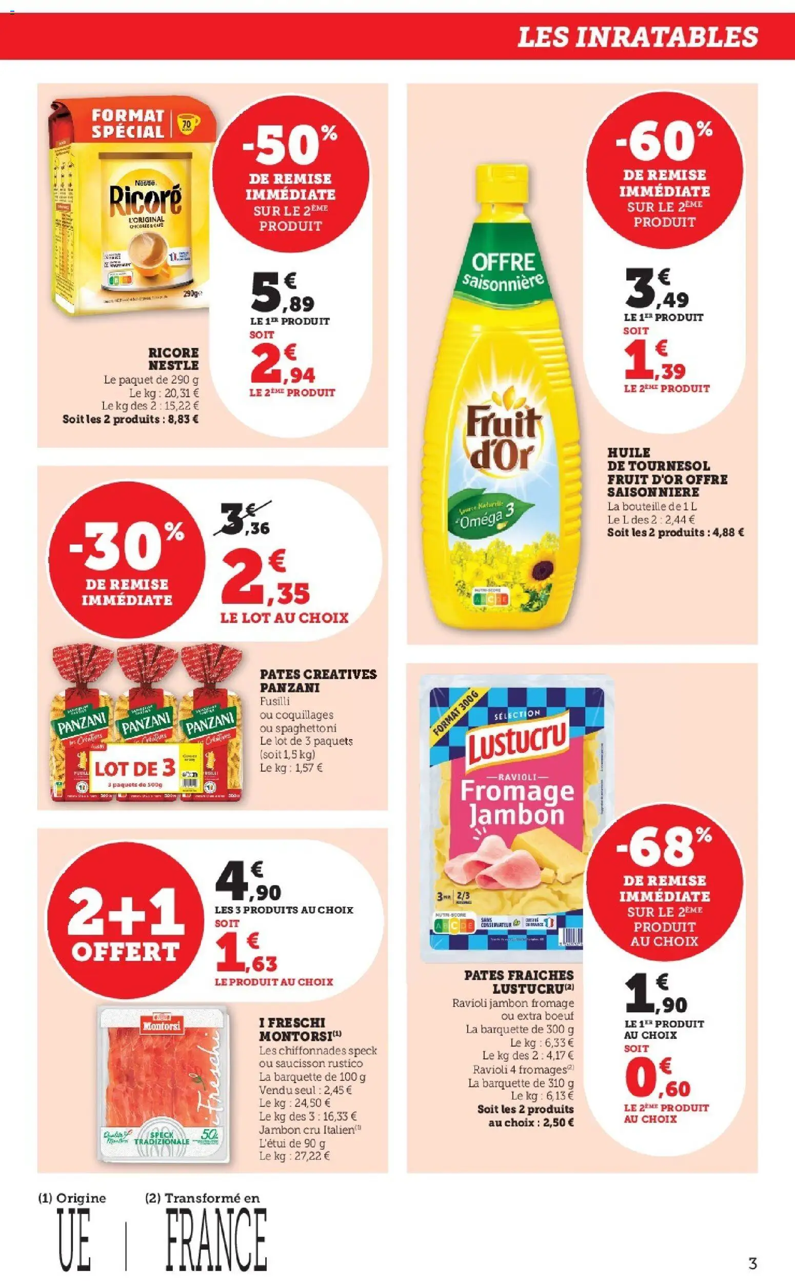 {H1} | Page: 3 | Produits: Ricoré, Fromage, Jambon, Pâtes