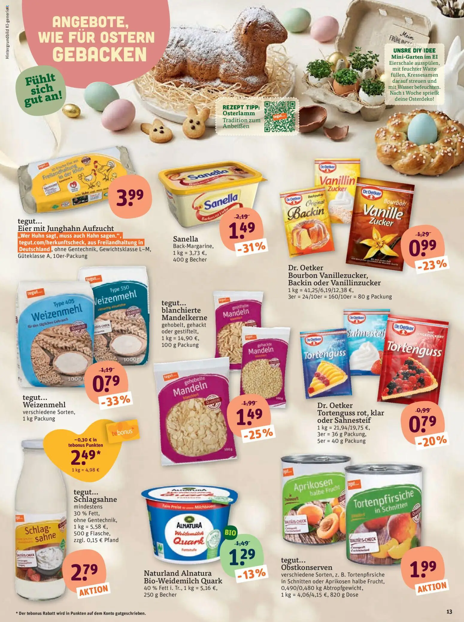 Tegut Prospekt 	 – gültig ab 30.03.2026 | Seite: 15 | Produkte: Schlagsahne, Eier, Zucker, Bourbon