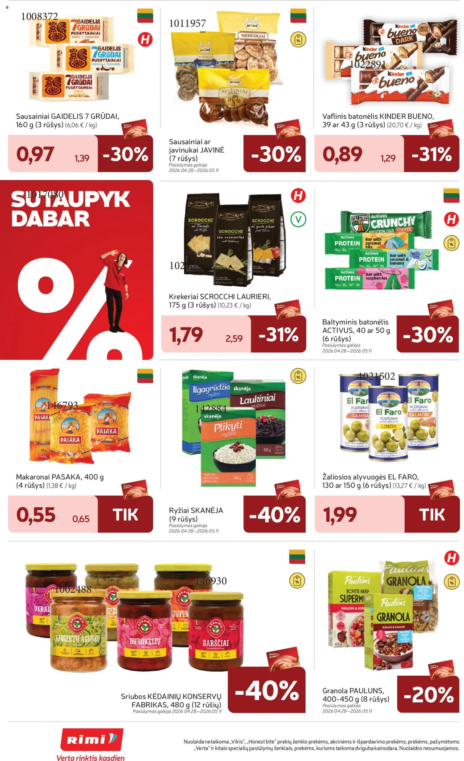 Rimi akcijos nuo 28.04.2026 | Puslapis: 28 | Prekių: Sausainiai, Ryžiai, Makaronai