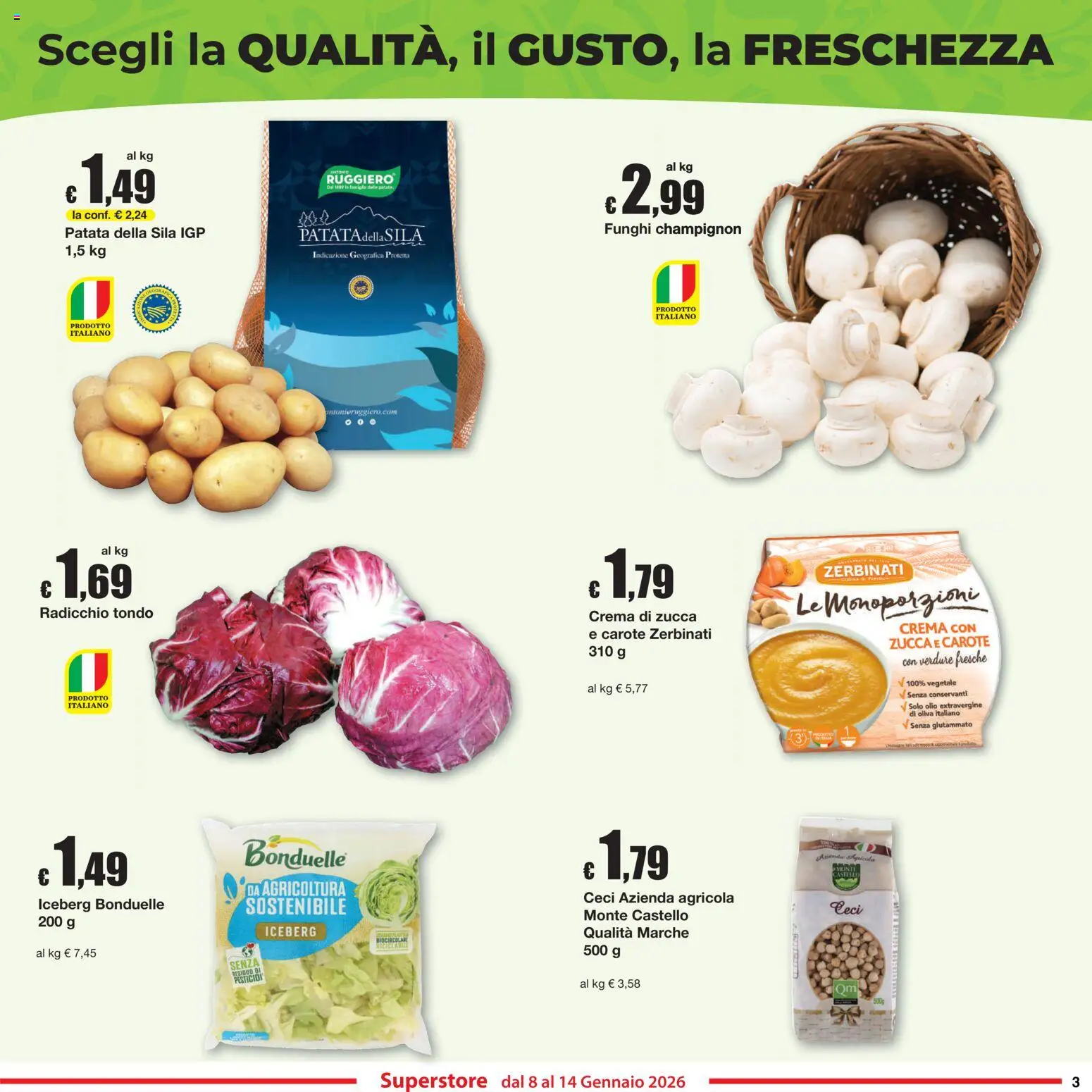 Volantino Sì con Te del 08.01.2026 | Pagina: 3 | Prodotti: Verdure, Carote, Olio, Zucca