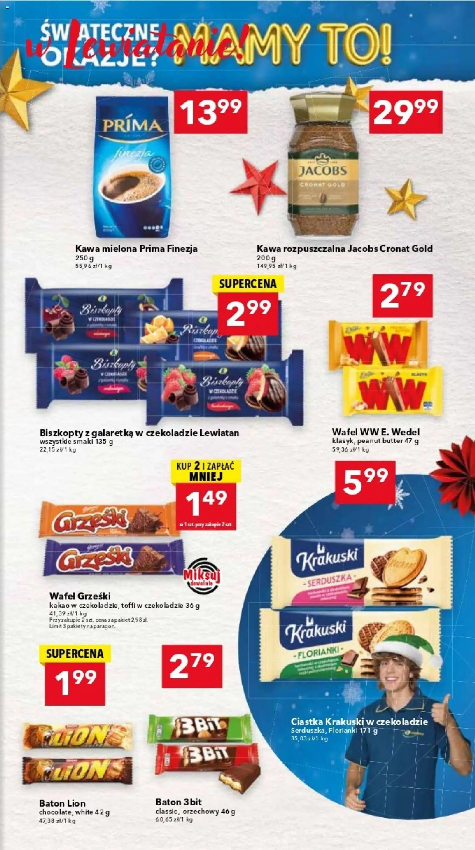 Lewiatan gazetka - Katowice od 04.12.2025 | Strona: 13 | Produkty: Kakao, Kawa mielona Prima, Kawa rozpuszczalna, Ciastka