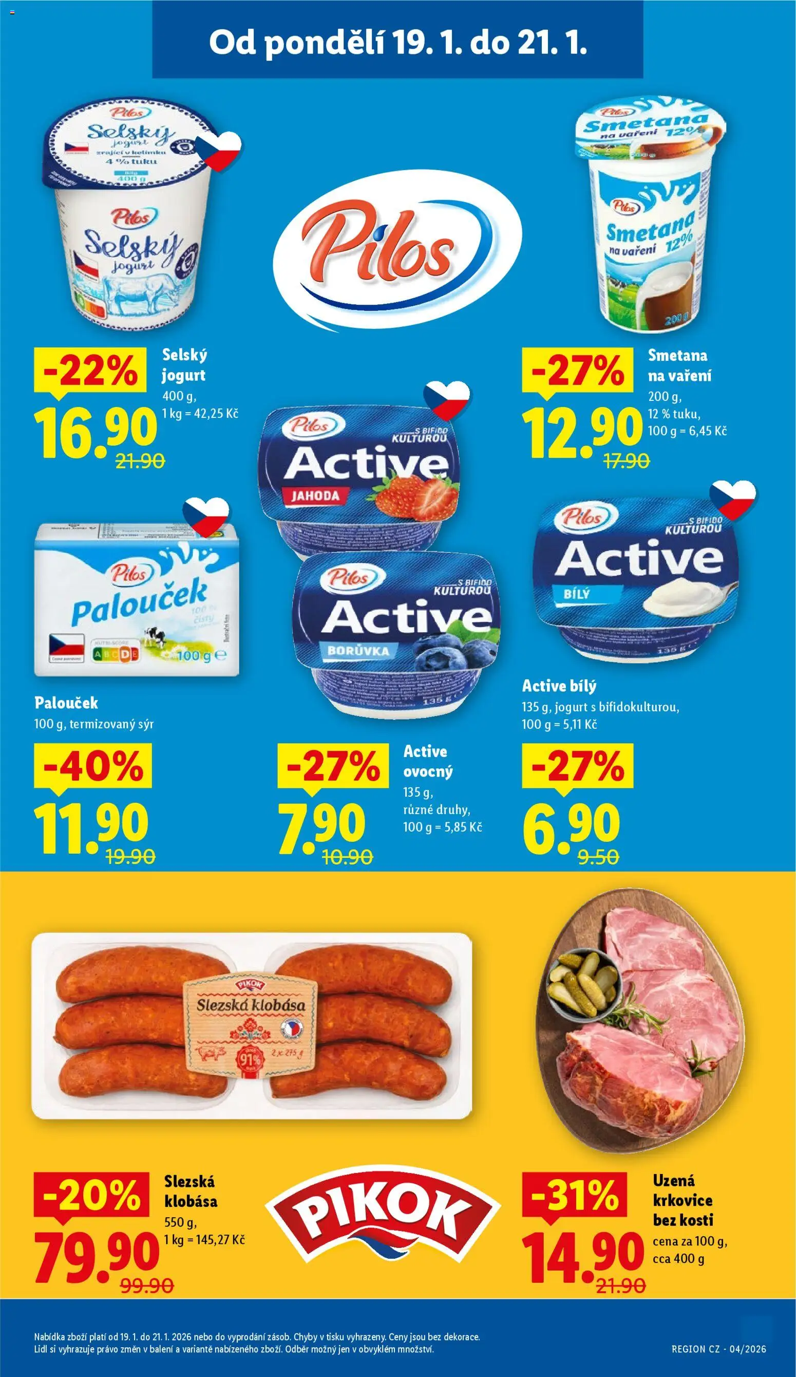 Lidl leták od 19.01.2026 | Strana: 9 | Produkty: Jogurt, Klobása, Uzená krkovice, Pikok