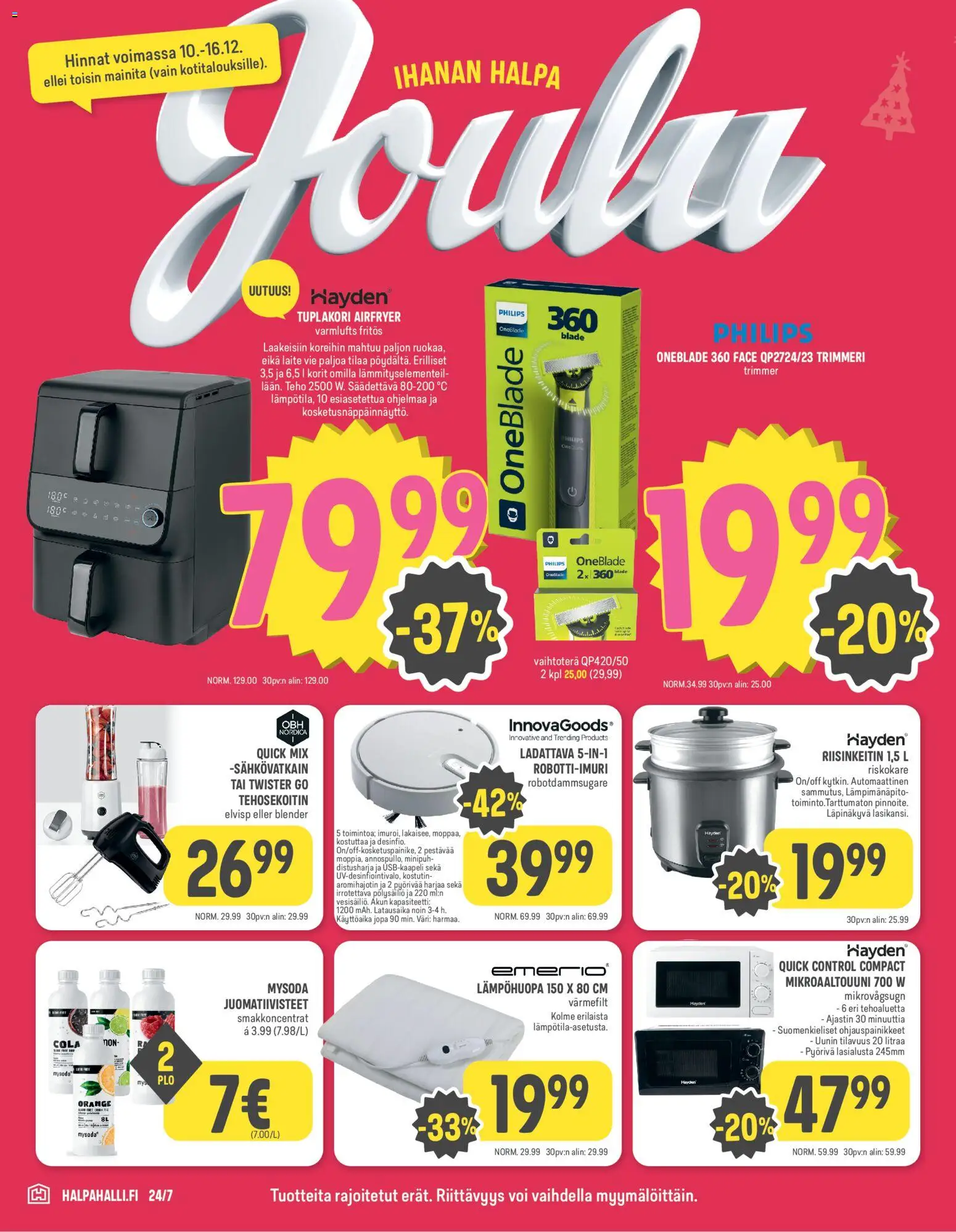 Halpa Halli tarjoukset – voimassa 10.12.2025 alkaen | Sivu: 10 | Tuotteet: Sähkövatkain, Voi, Tehosekoitin, Trimmeri
