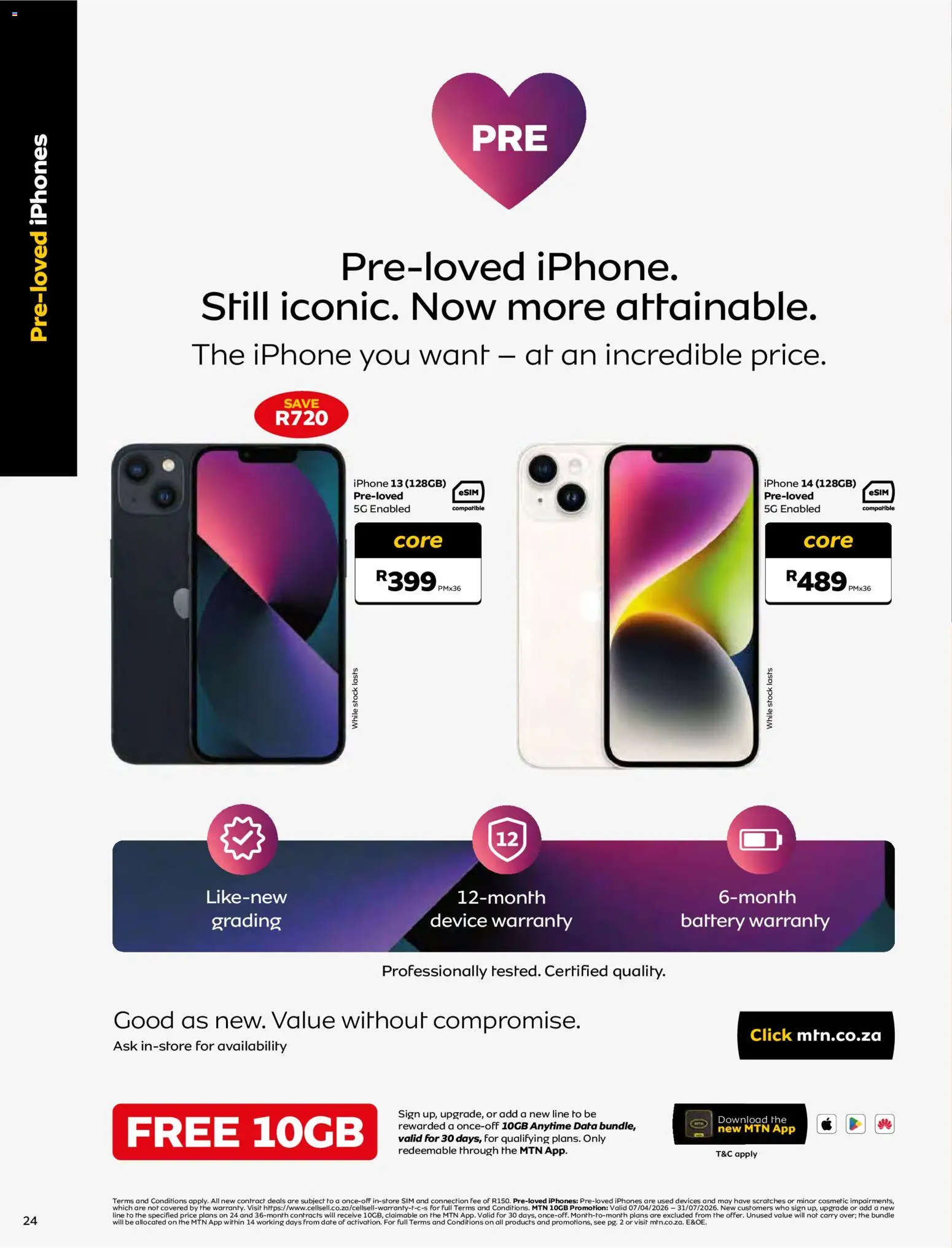 New MTN catalogue – valid from 07.04.2026 | Page: 24 | Products: Data, Sim, Battery, Stock