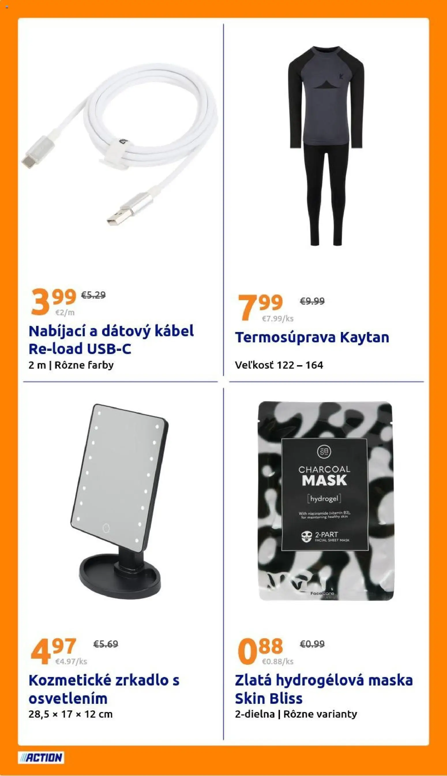 Nové Action akcie – leták je platný od 10.12.2025 | Strana: 24 | Produkty: Zrkadlo, Maska, Kábel