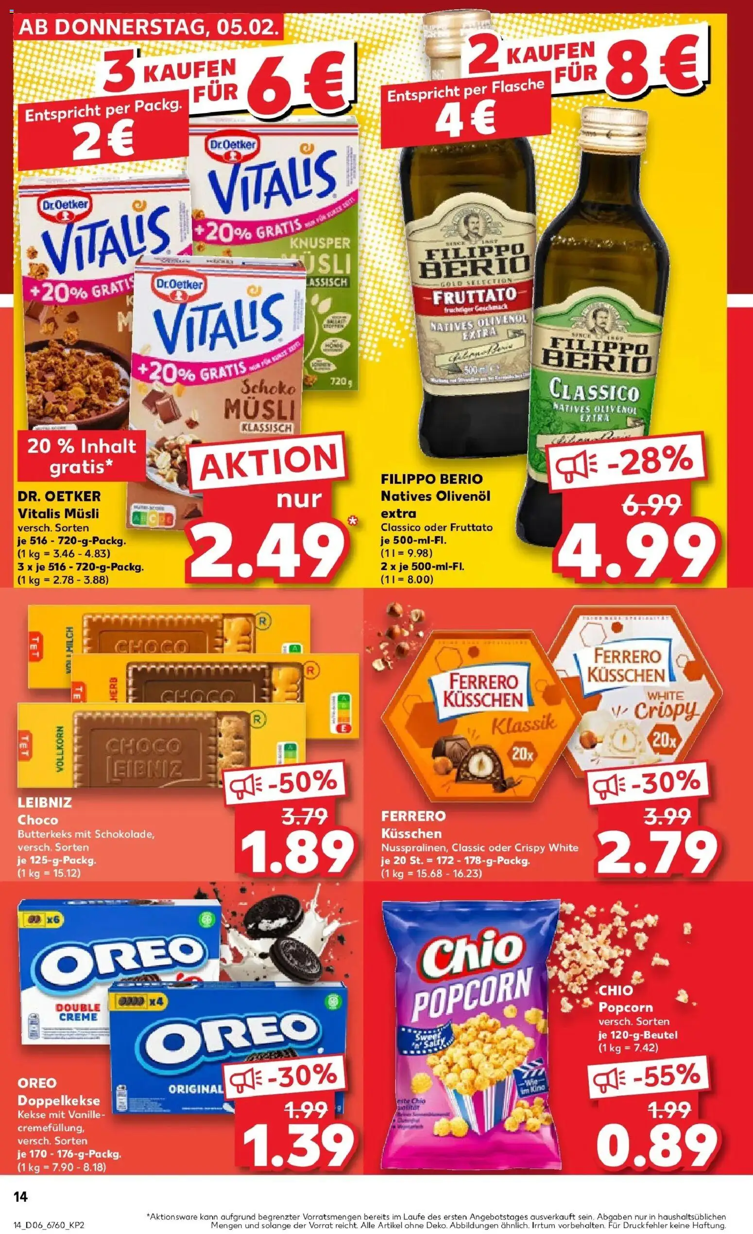 Kaufland prospekt Lichtenfels	 – gültig ab 09.02.2026 | Seite: 14 | Produkte: Musli, Olivenol, Creme, Kekse