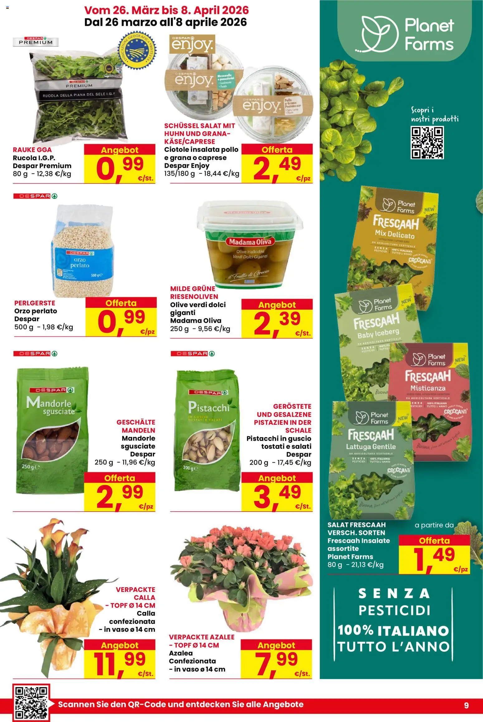 Volantino Despar del 26.03.2026 | Pagina: 9 | Prodotti: Pomodorini, Misticanza, Olive, Pistacchi
