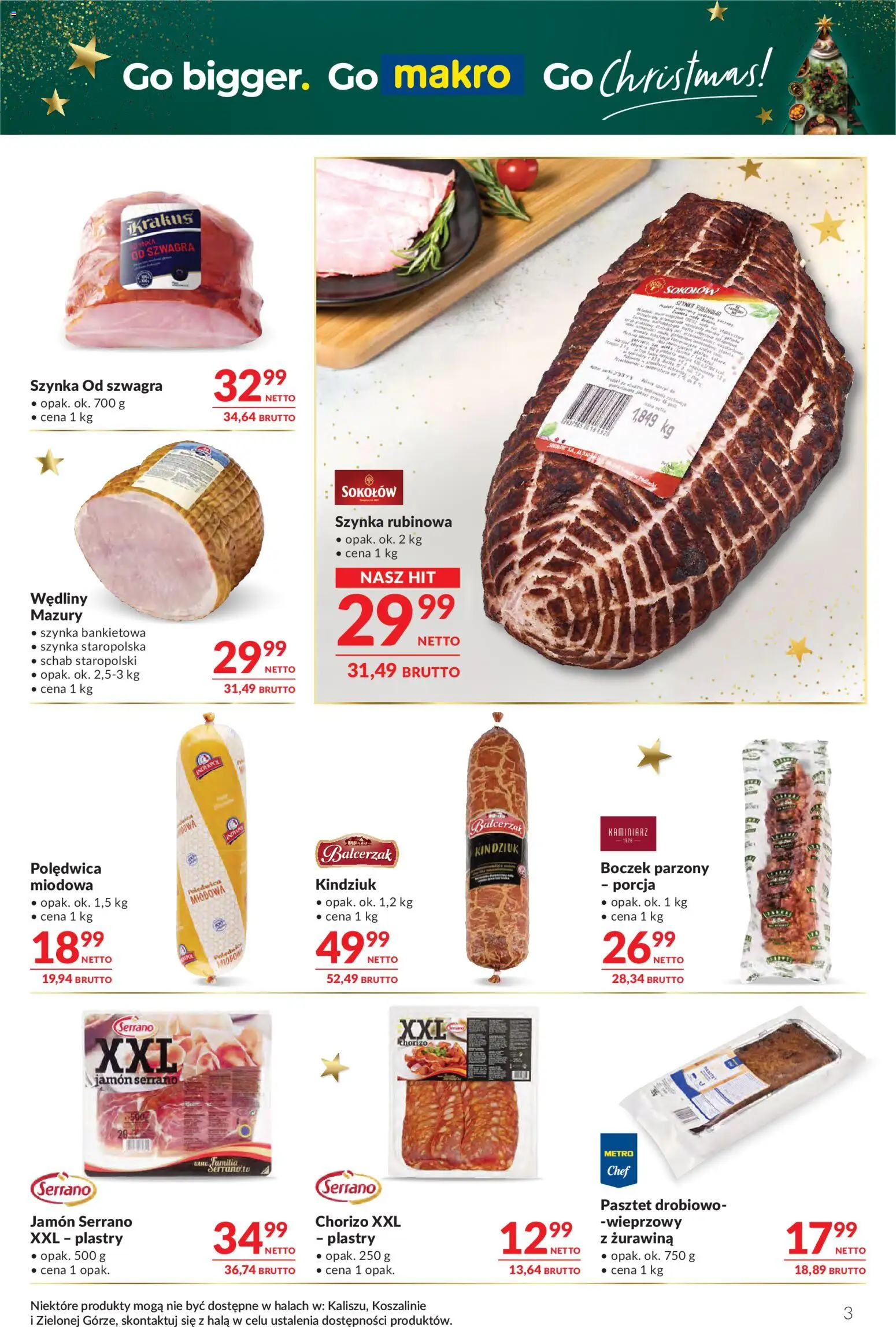 Makro Gazetka - Oferta dla gastronomii od 09.12.2025 | Strona: 3 | Produkty: Boczek, Żurawina, Kindziuk, Boczek parzony