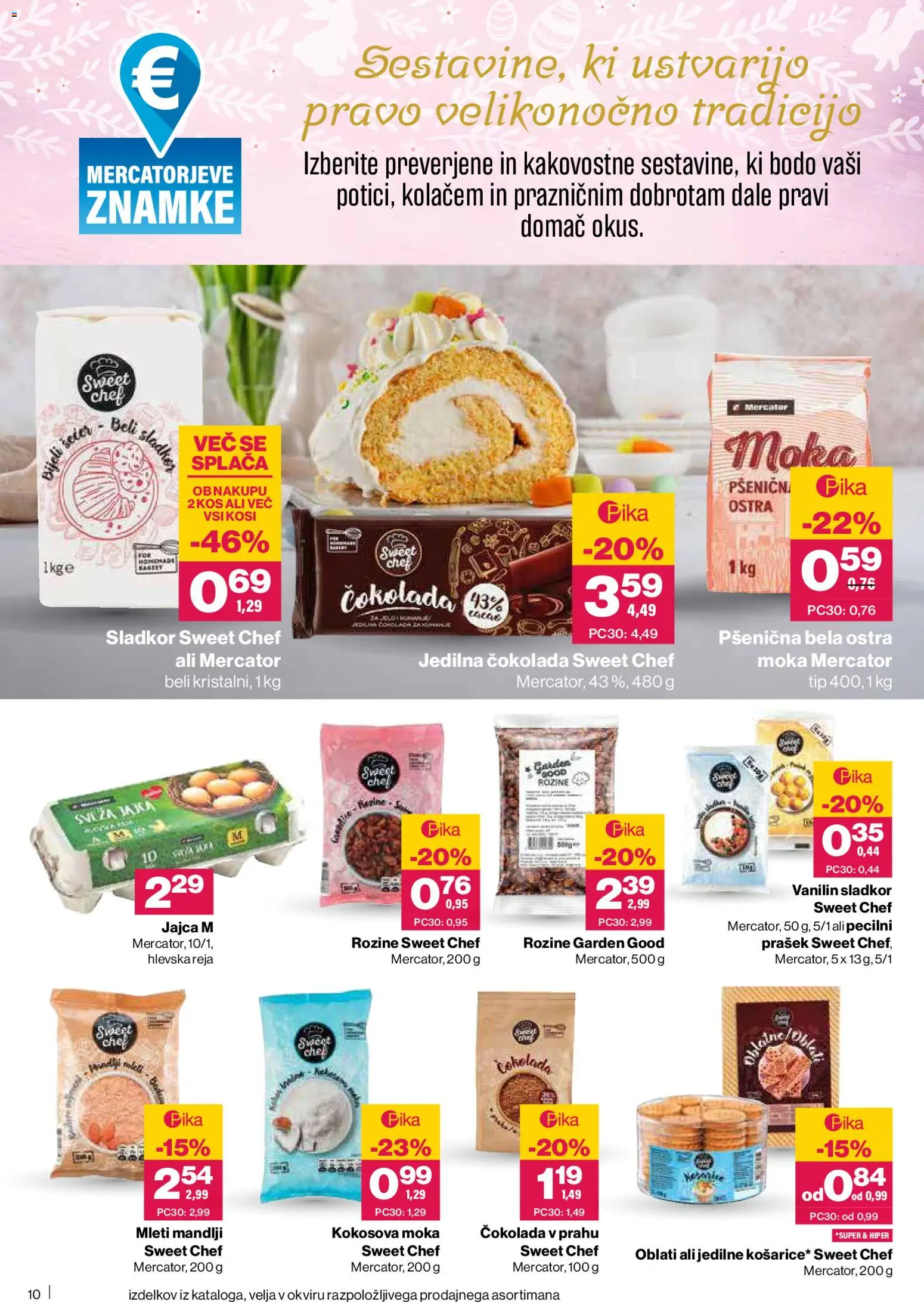 Novi Mercator katalog ponudbe – veljaven od 26.03.2026 | Stran: 10 | Izdelki: Prašek, Moka, Jajca, Rozine