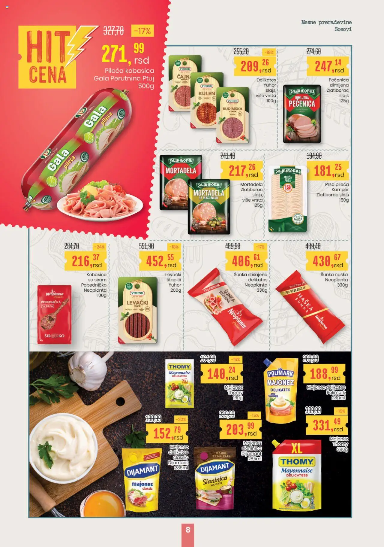 Aroma Market katalog - važi od 16.10.2025 | Strana: 8 | Proizvode: Mortadela, Šunka, Kobasica, Pečenica