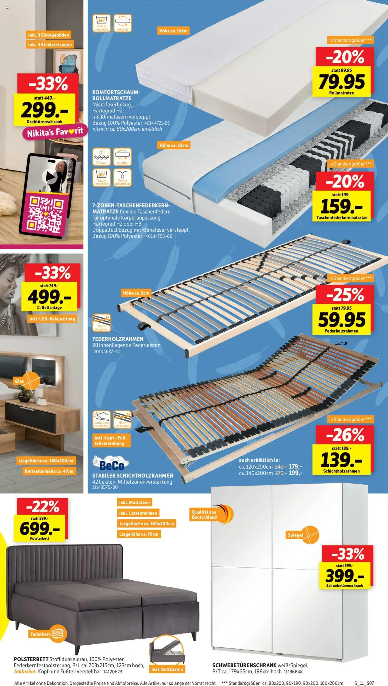 Sconto Prospekt 	 – gültig ab 13.10.2025 | Seite: 7 | Produkte: Matratze, Lattenrost, Schwebetürenschrank, Spiegel