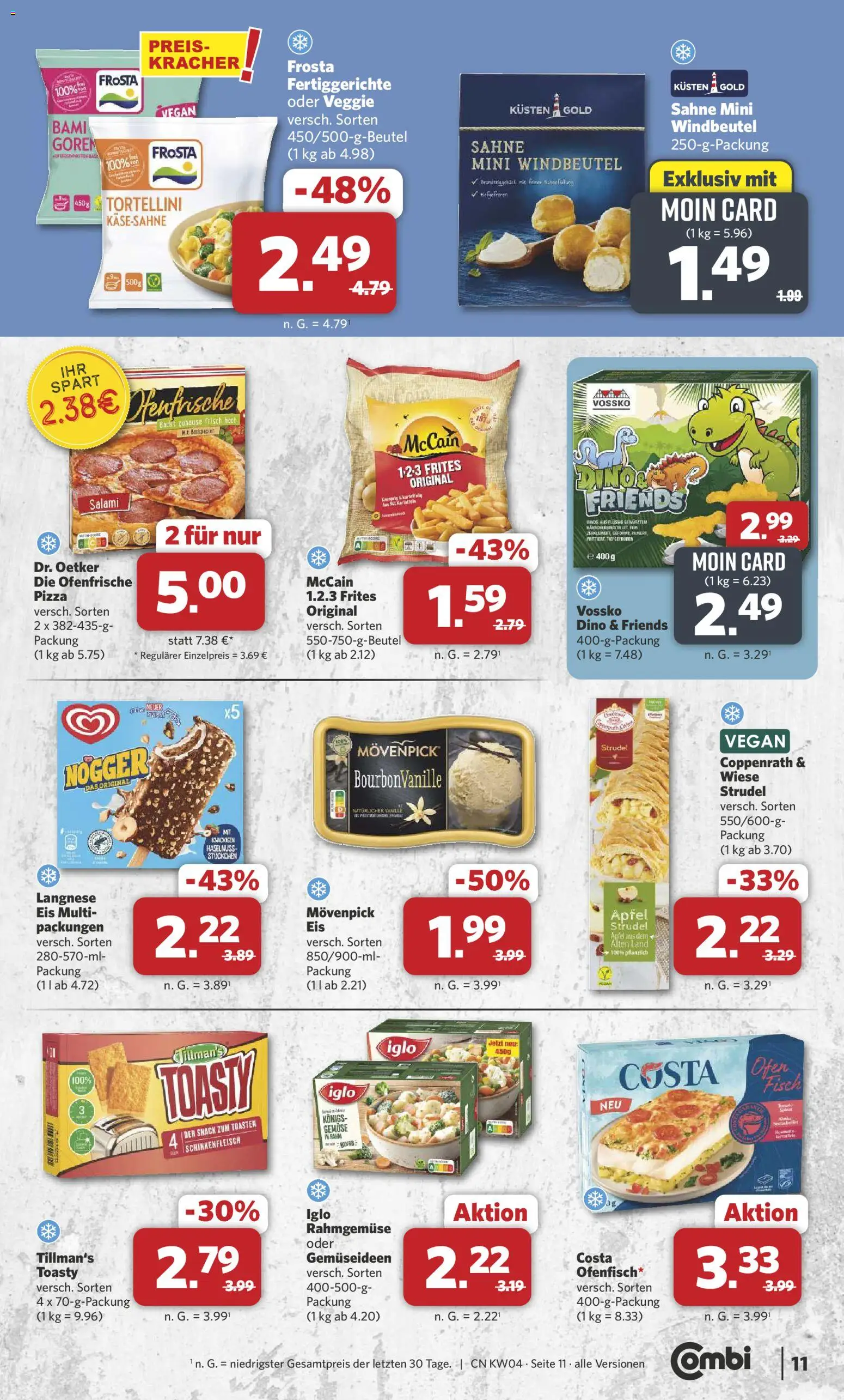 Combi Prospekt 	 – gültig ab 19.01.2026 | Seite: 11 | Produkte: Äpfel, Fisch, Pizza, Sahne