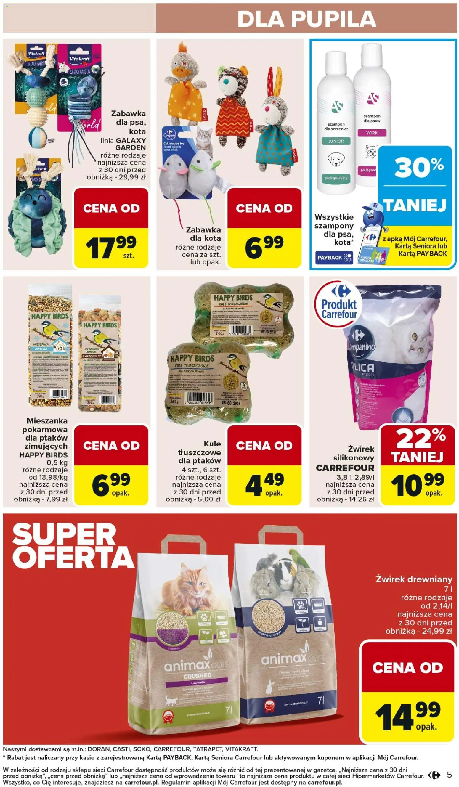 Carrefour Gazetka - Łap super okazje od 03.11.2025 | Strona: 5 | Produkty: Karta, Szampon, Żwirek drewniany