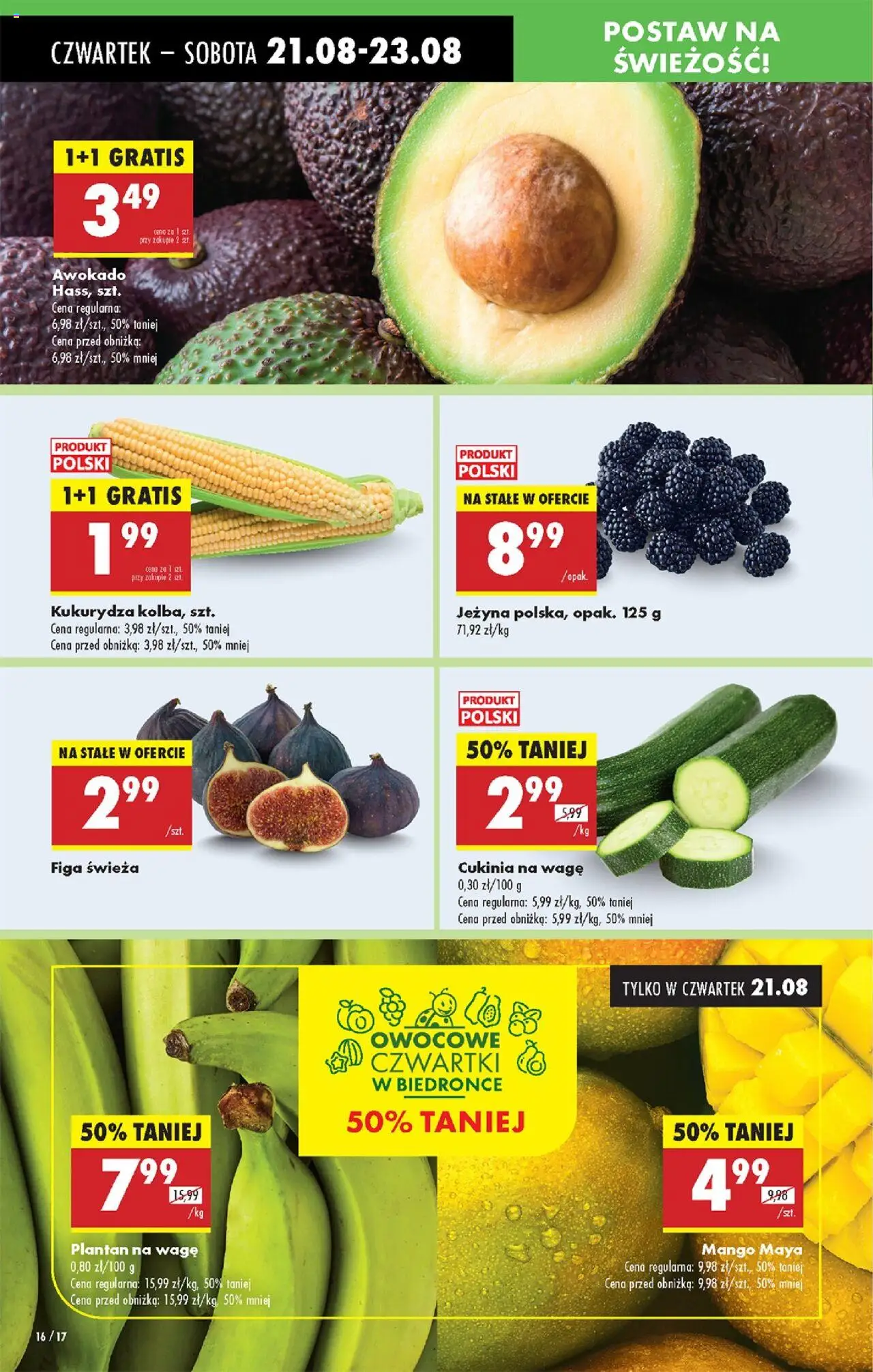 Biedronka gazetka - Oferta w tym tygodniu od 21.08.2025 | Strona: 20 | Produkty: Mango, Kukurydza, Cukinia, Awokado