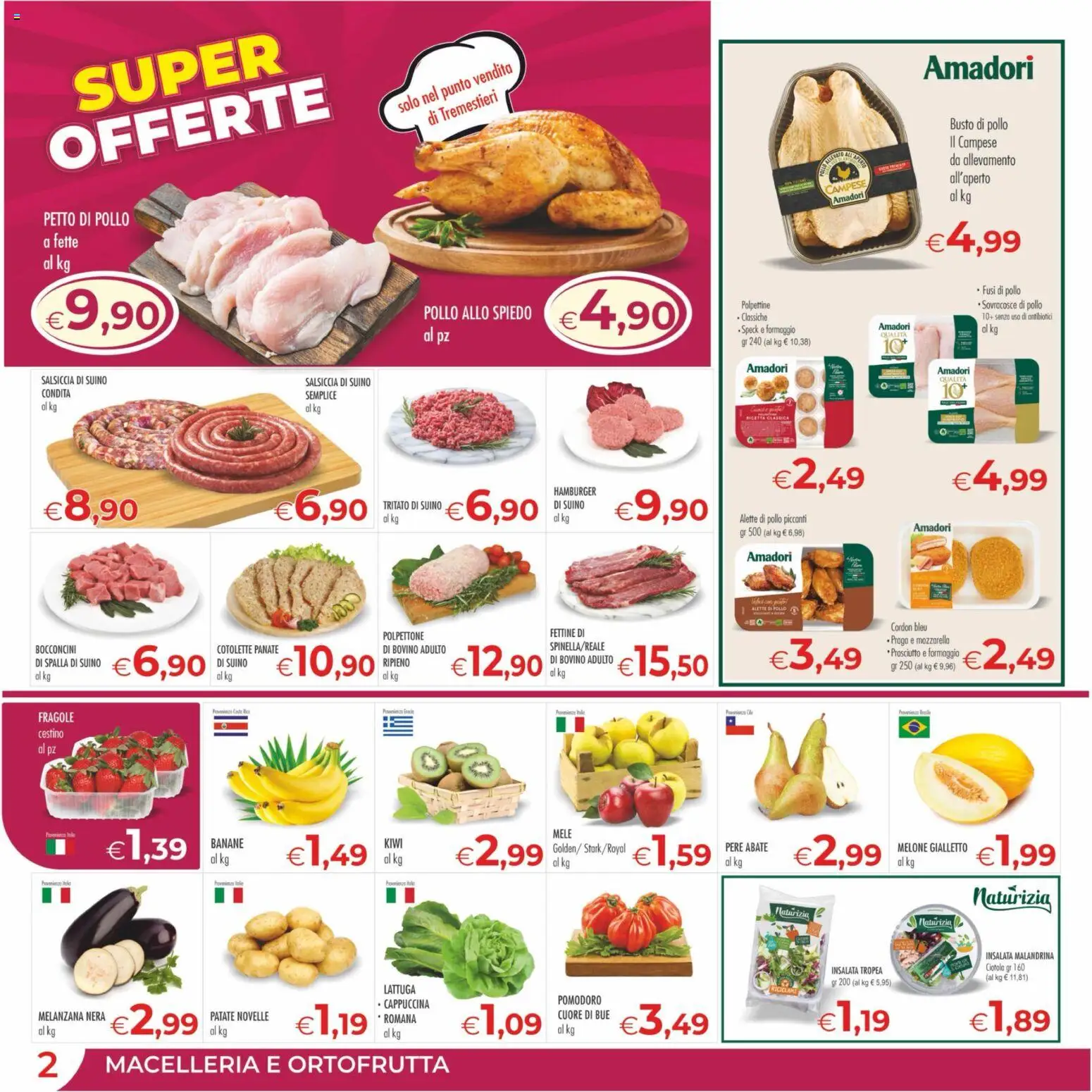 Volantino MerSi Supermercati del 08.04.2026 | Pagina: 2 | Prodotti: Kiwi, Suino, Pomodoro, Formaggio