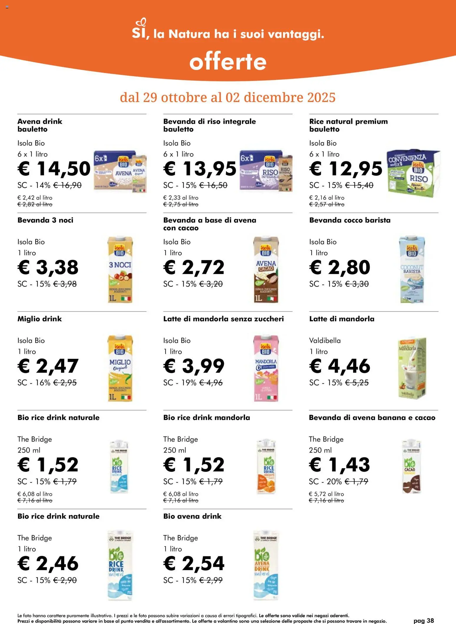 Volantino Natura Sì del 29.10.2025 | Pagina: 38 | Prodotti: Riso, Latte, Noci, Bevanda di riso
