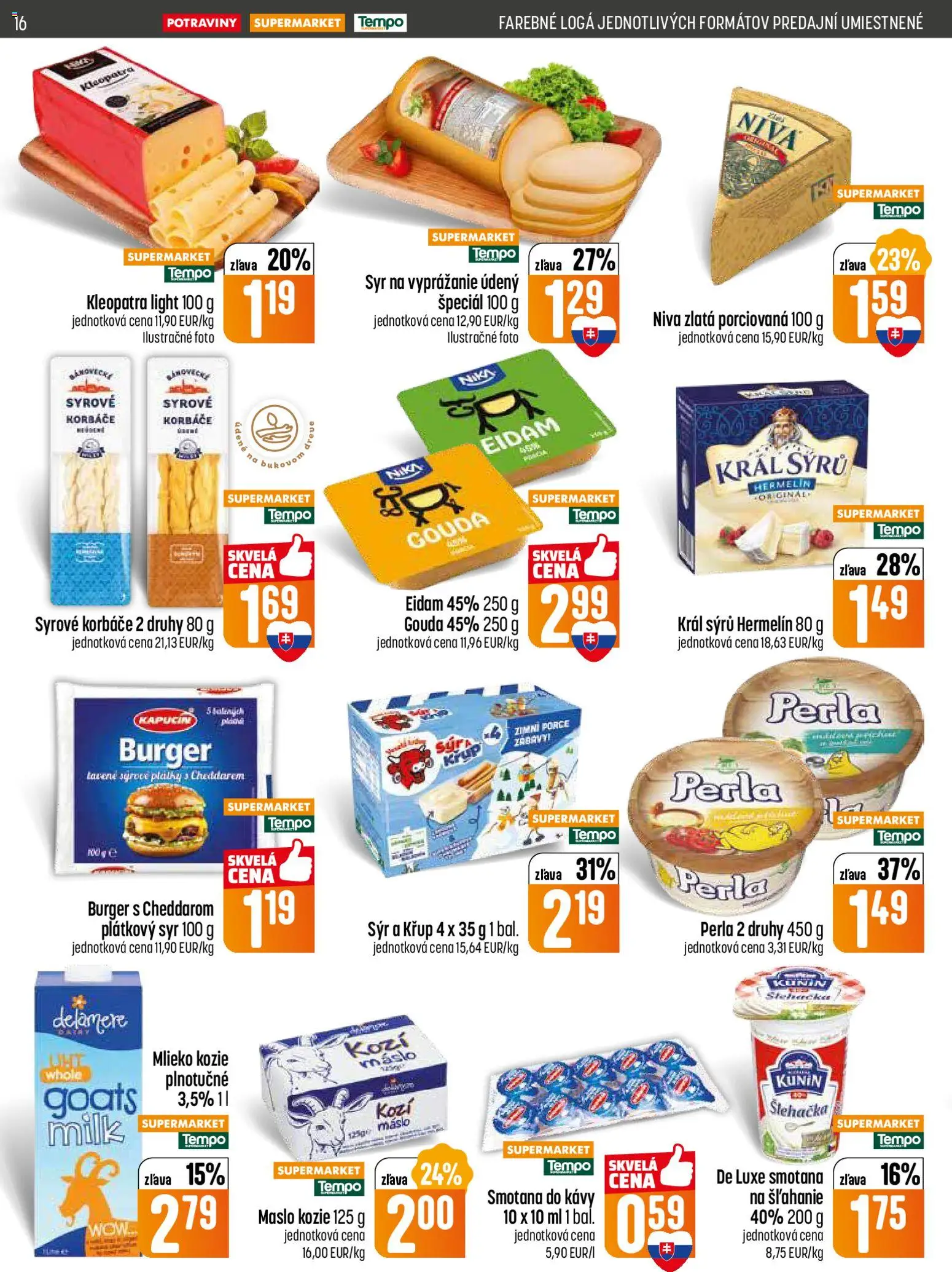Nové COOP Jednota akcie – leták je platný od 29.01.2026 | Strana: 16 | Produkty: Maslo, Mlieko, Smotana, Gouda