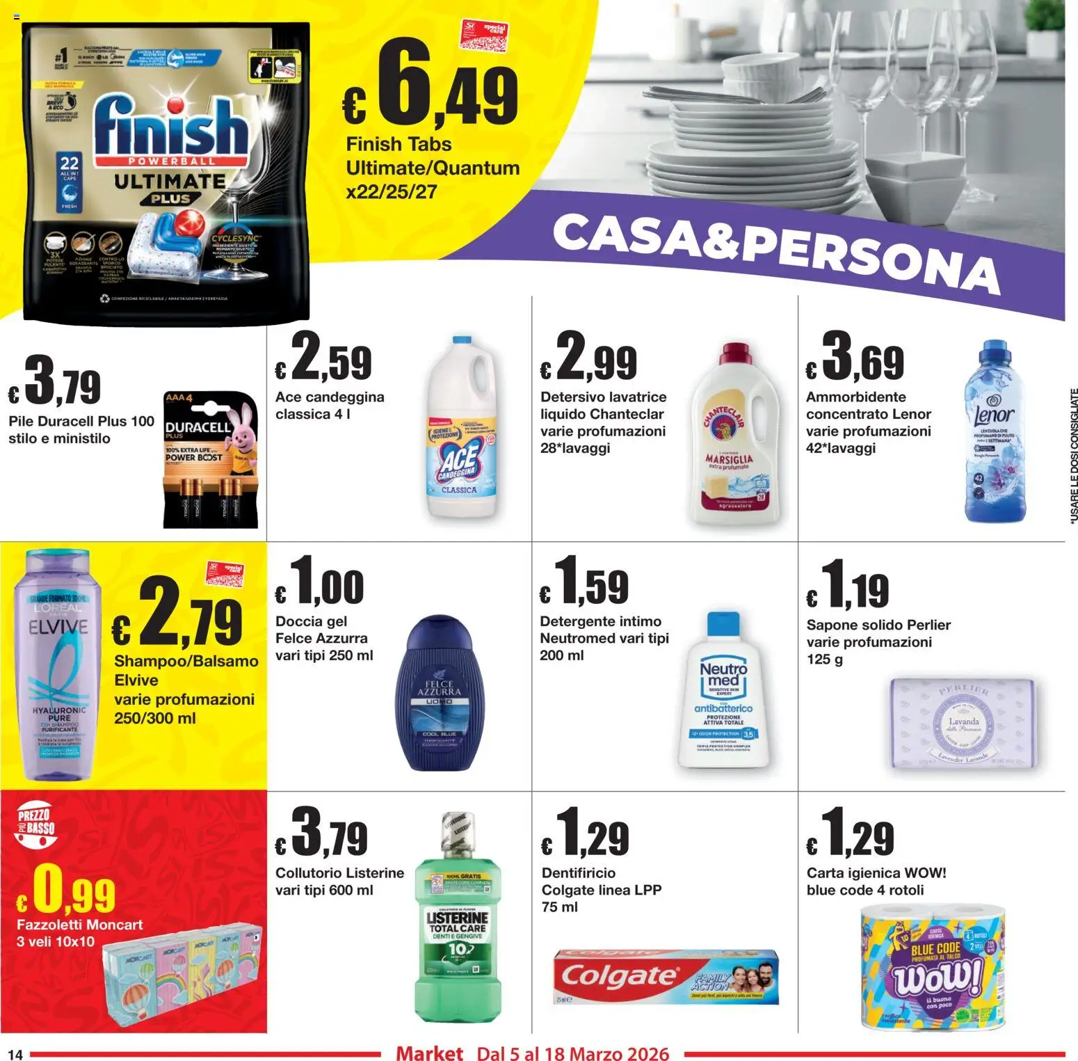 Volantino Sì con Te del 05.03.2026 | Pagina: 14 | Prodotti: Shampoo, Fazzoletti, Intimo, Talco