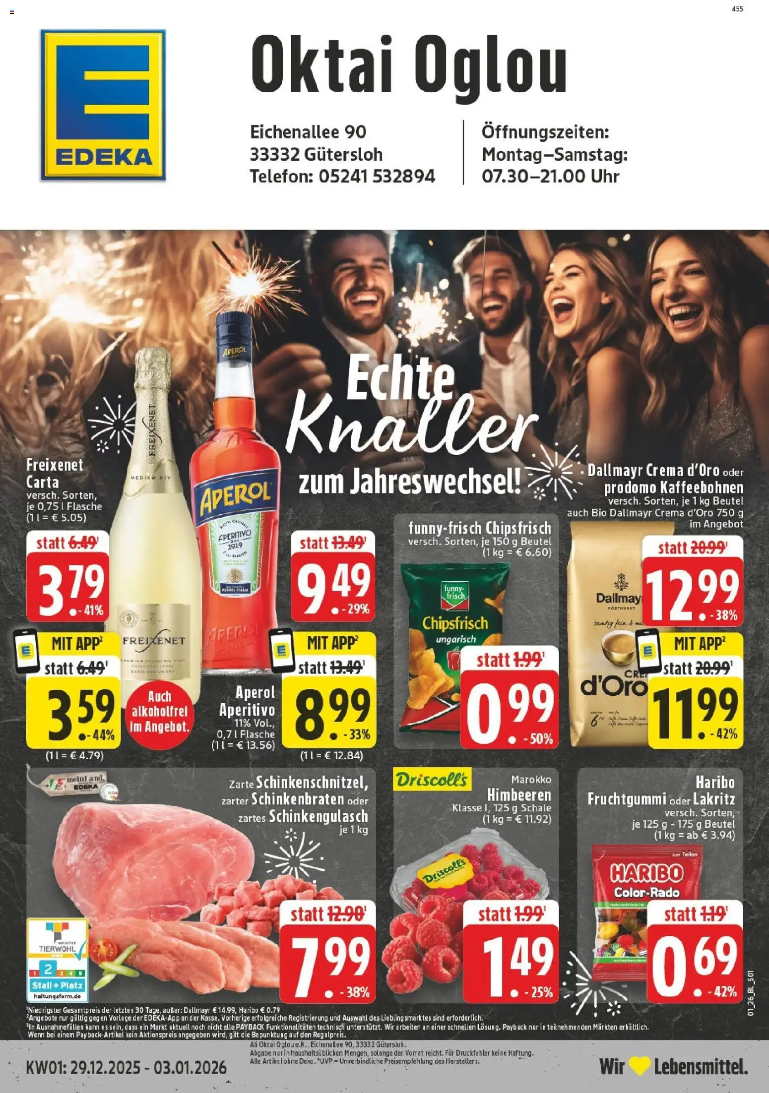 Edeka prospekt Gütersloh	 – gültig ab 28.12.2025 | Seite: 1 | Produkte: Himbeeren, Dallmayr, Chips, Uhr