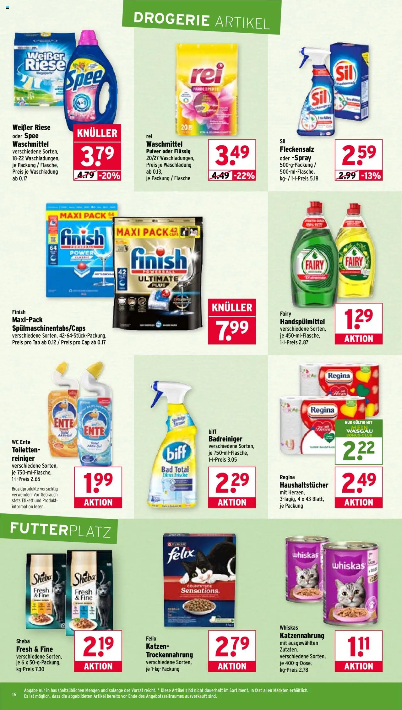 Wasgau Prospekt 	 – gültig ab 06.10.2025 | Seite: 16 | Produkte: Sheba, Spee, Waschmittel, Ente