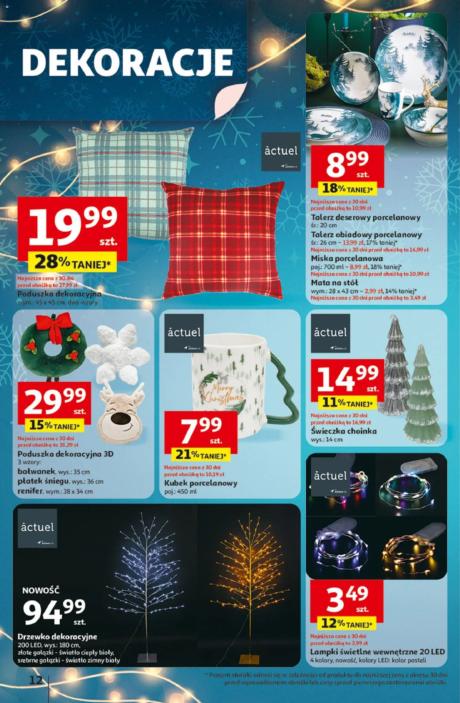 Auchan Black Friday od 06.11.2025 | Strona: 12 | Produkty: Choinka, Lampki, Poduszka, Stół