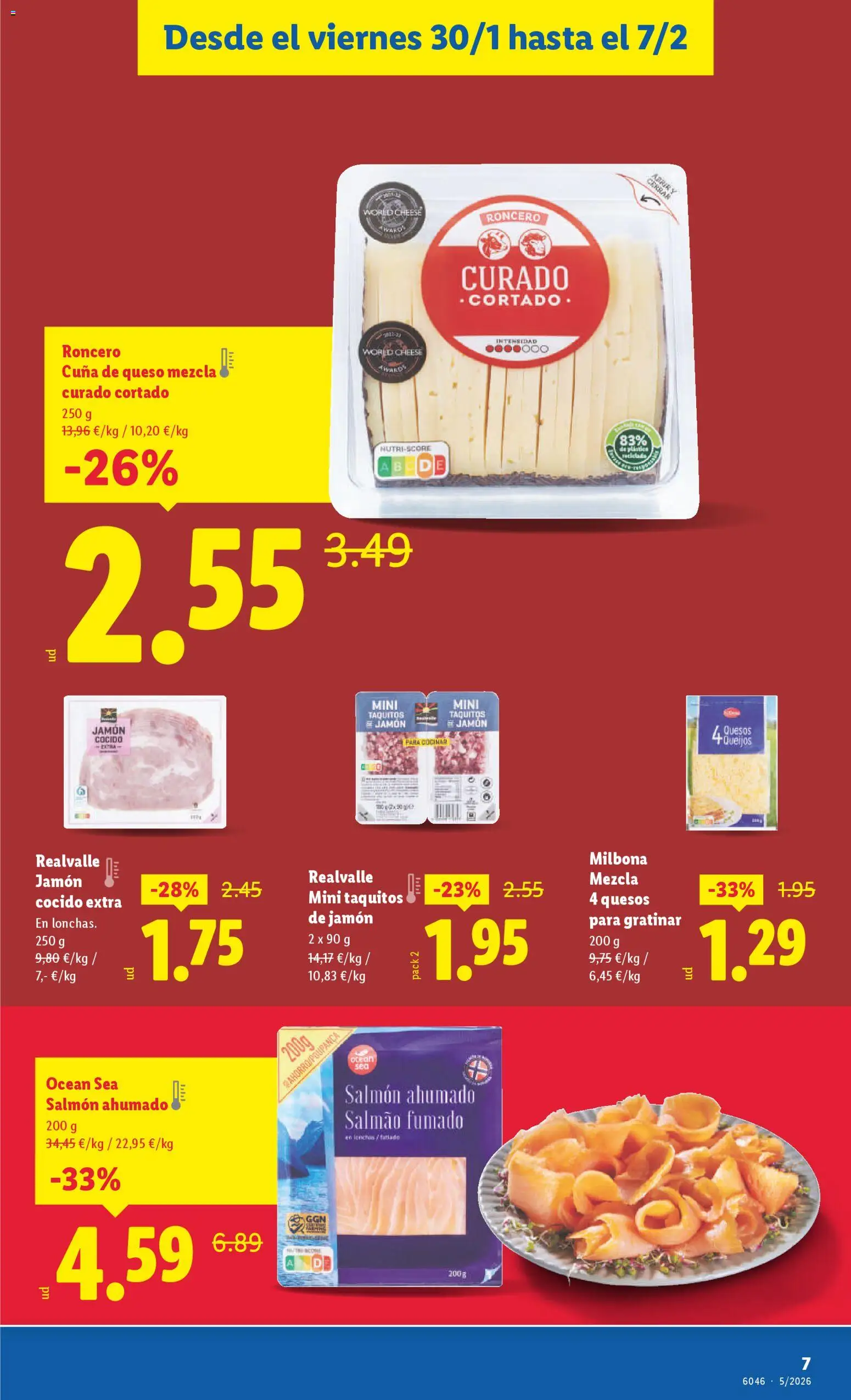 Lidl - Apertura Carretera Cádiz │ válido desde el 30.01.2026 | Página: 7 | Productos: Queso, Jamón, Jamón cocido, Salmón ahumado