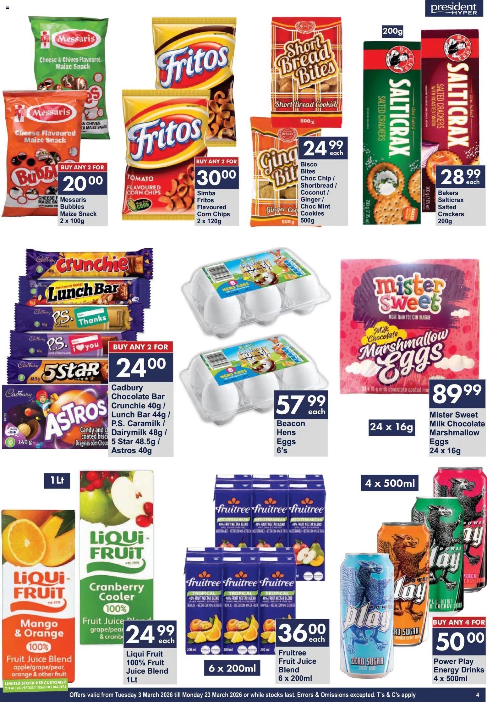 New President Hyper catalogue – valid from 03.03.2026 | Page: 4 | Products: Milk, Eggs, Cookies, Mango
