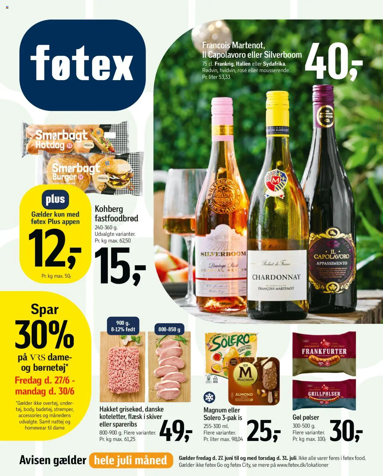 Føtex Tilbudsavis gyldig fra 27.06.2025 | Side: 1 | Produkter: Brød, Pølser, Spareribs, Aparelho de barbear
