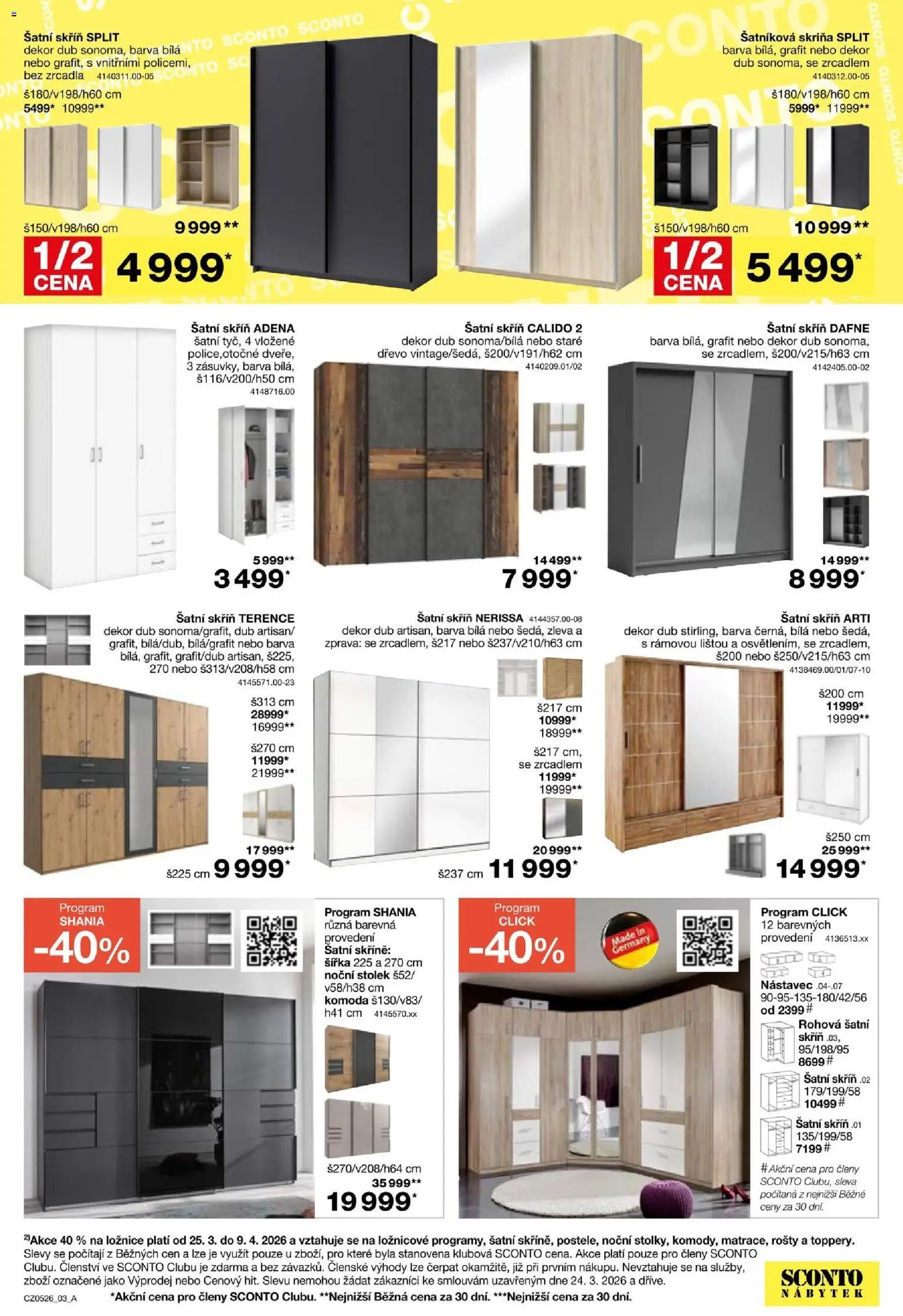 Sconto nábytek leták od 25.03.2026 | Strana: 3 | Produkty: Šatní skříň, Noční stolek, Stolek, Šatní skříně