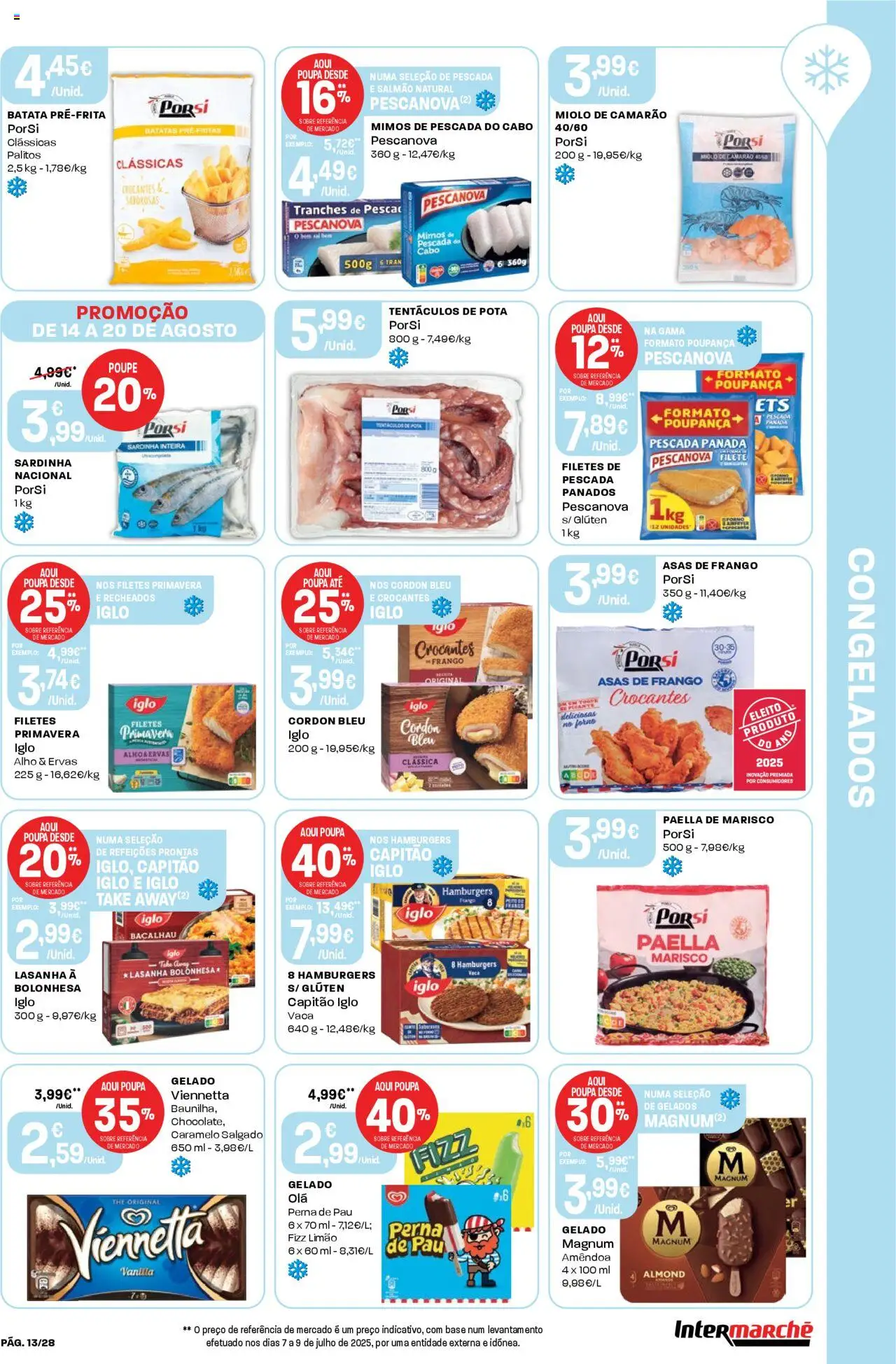 Intermarché folheto │ válido de 14.08.2025 | Página: 13 | Produtos: Asas de frango, Pescada, Lasanha, Salmão