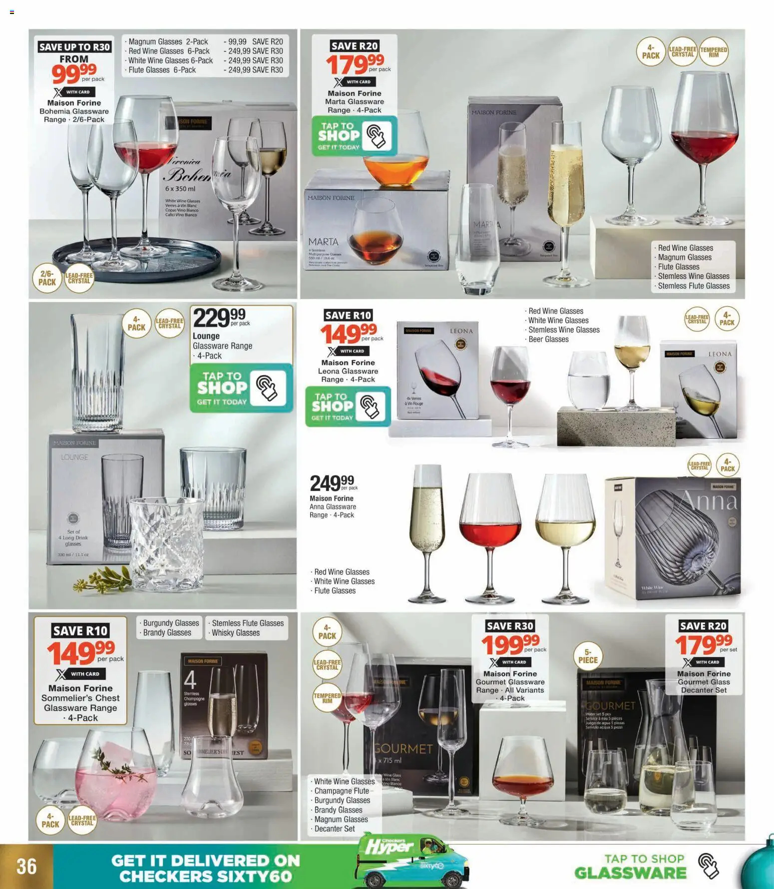 New Checkers catalogue – valid from 01.12.2025 | Page: 36 | Products: Glasses, Wine, Tap, Water