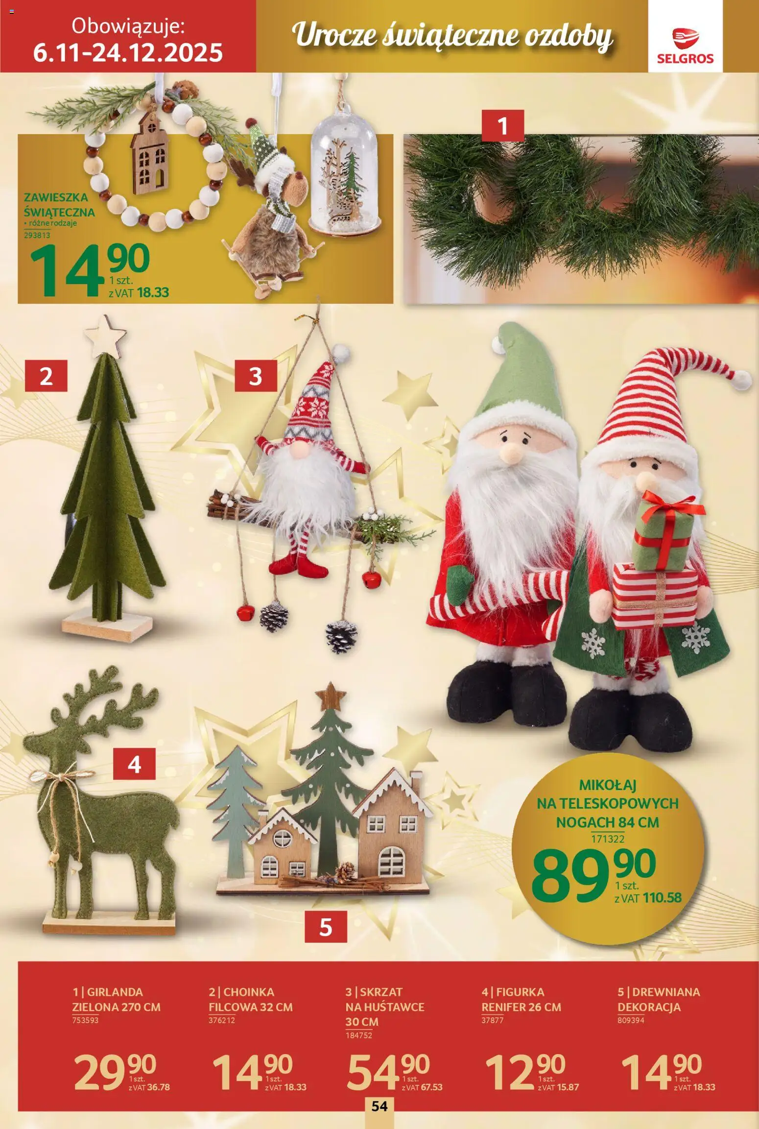 Selgros cash&carry Gazetka - Boże Narodzenie od 06.11.2025 | Strona: 54 | Produkty: Choinka