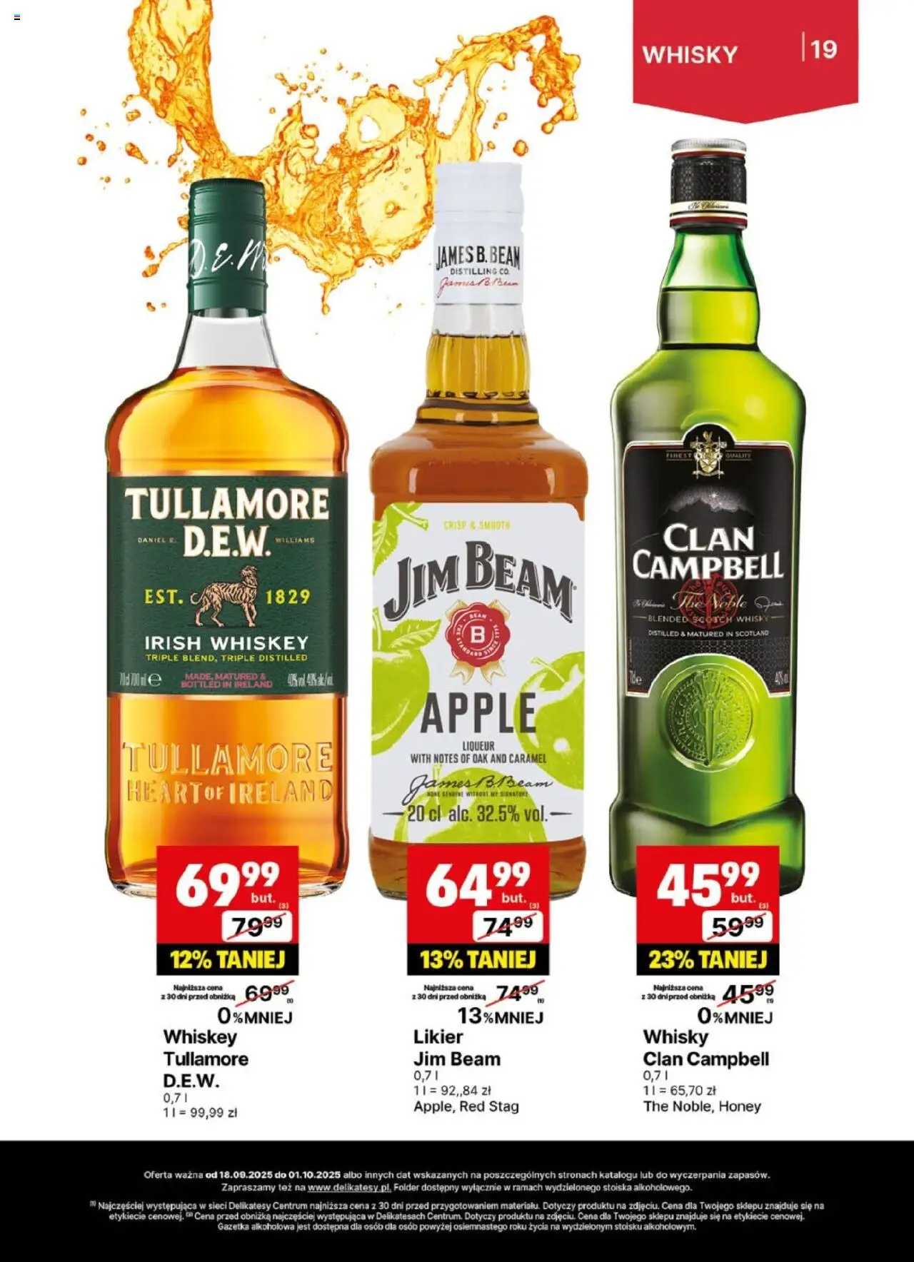 Delikatesy Centrum Gazetka - DeliBarek od 18.09.2025 | Strona: 19 | Produkty: Jim Beam, Delikatesy, Whisky