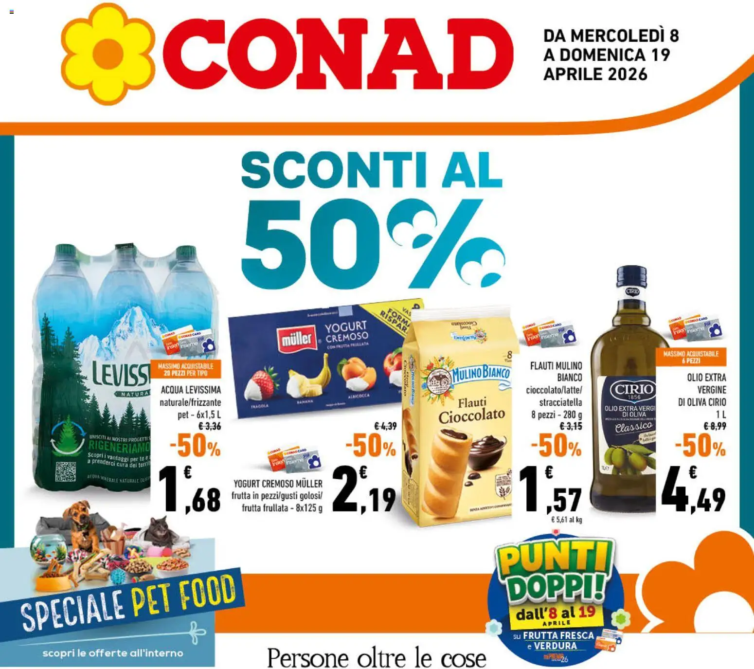 Volantino Conad del 08.04.2026 | Pagina: 1 | Prodotti: Yogurt, Cioccolato, Acqua, Acqua minerale