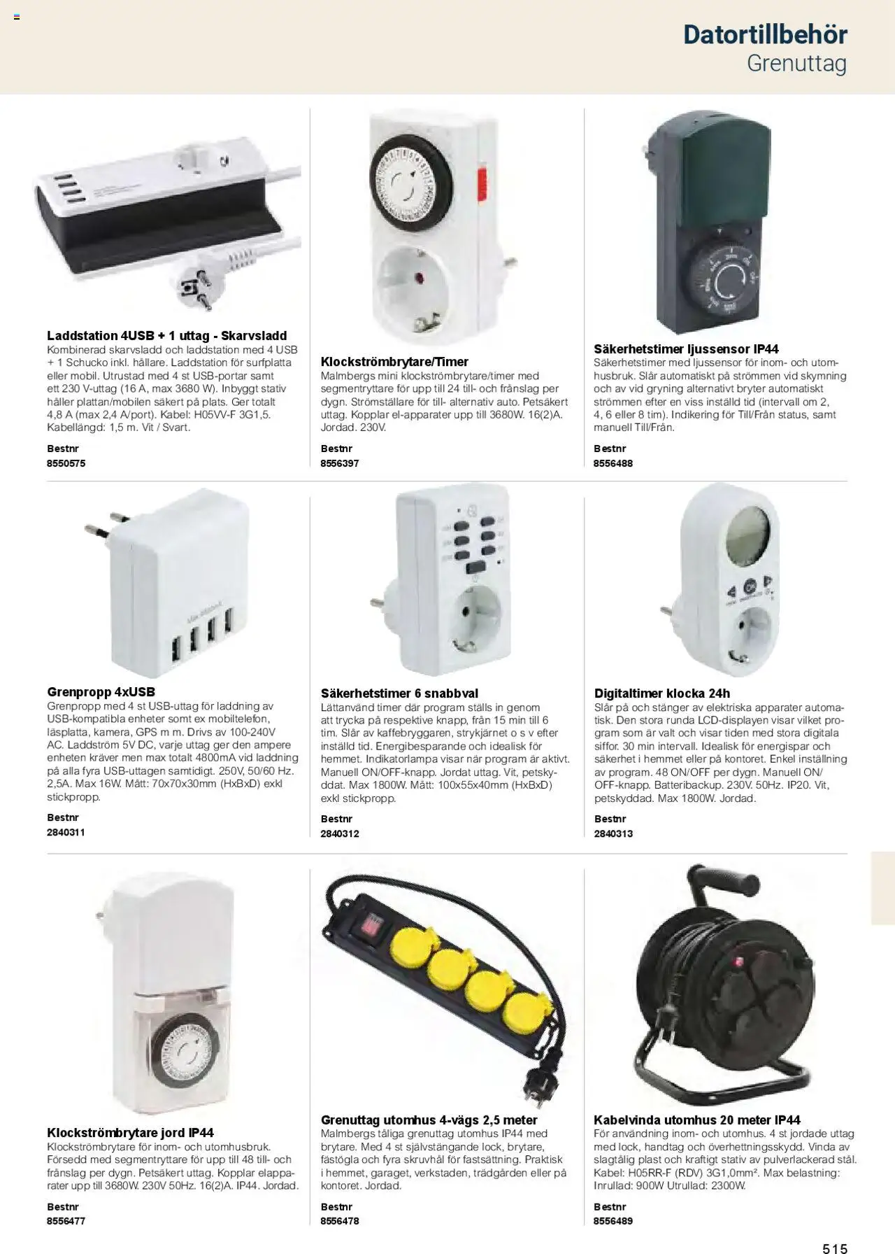 Office Depot reklamblad aktuell från 01.02.2025 | Sida: 517 | Produkter: Uttag, Klocka, Kabel, USB