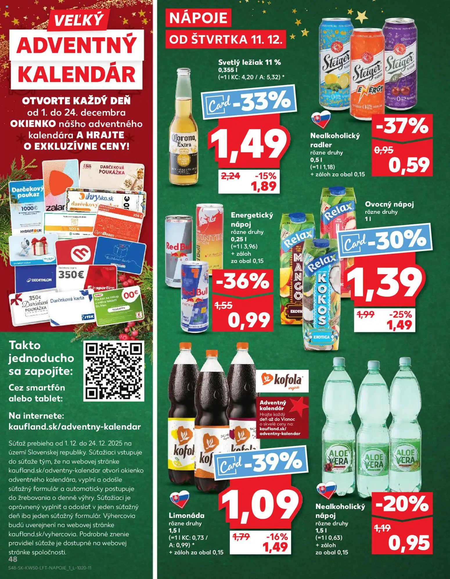 Nové Kaufland akcie – leták je platný od 11.12.2025 | Strana: 48 | Produkty: Tablet, Radler, Red Bull, Kofola