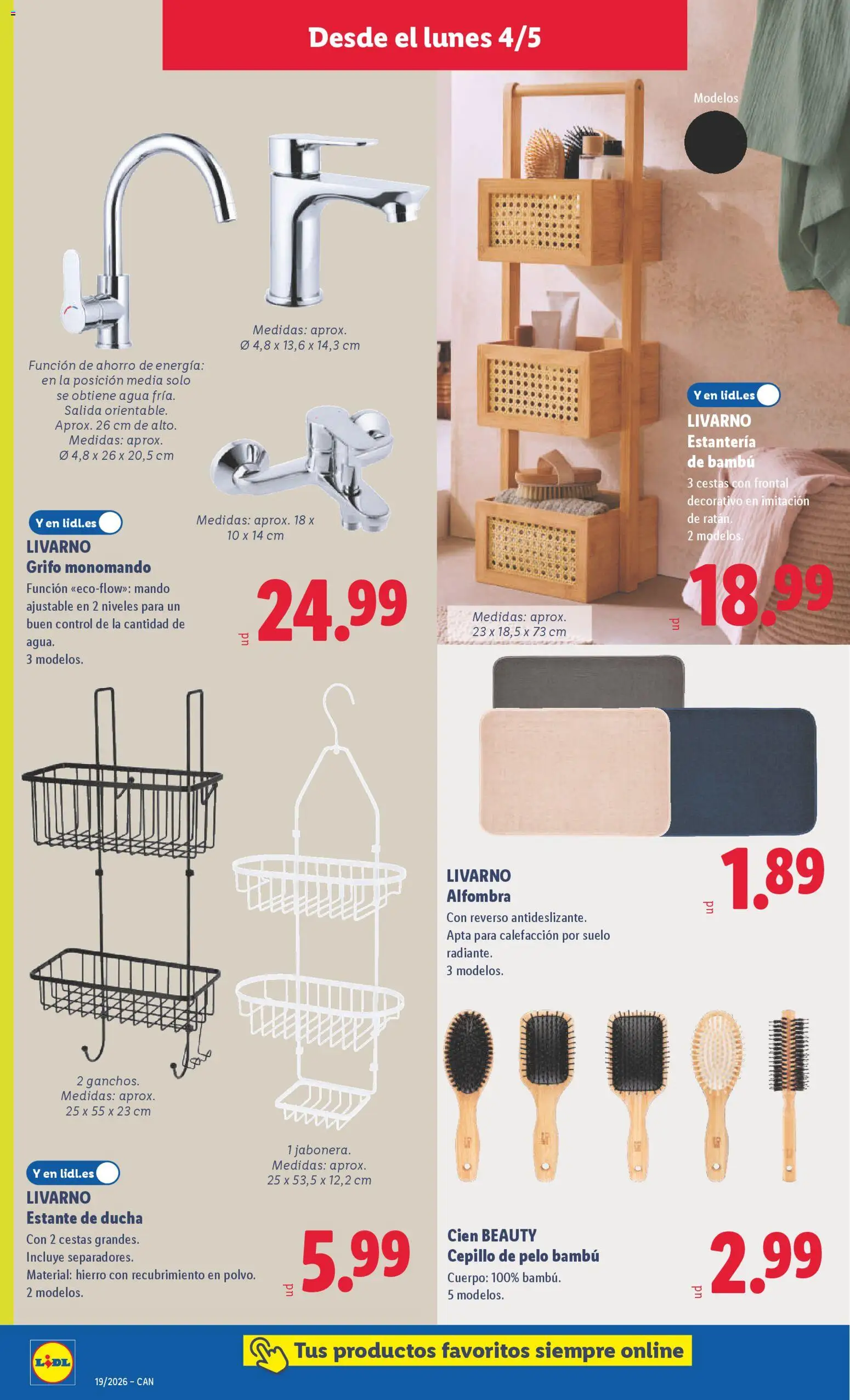 Lidl folleto de bazar │ válido desde el 04.05.2026 | Página: 12 | Productos: Cepillo, Estante, Ducha, Alfombra