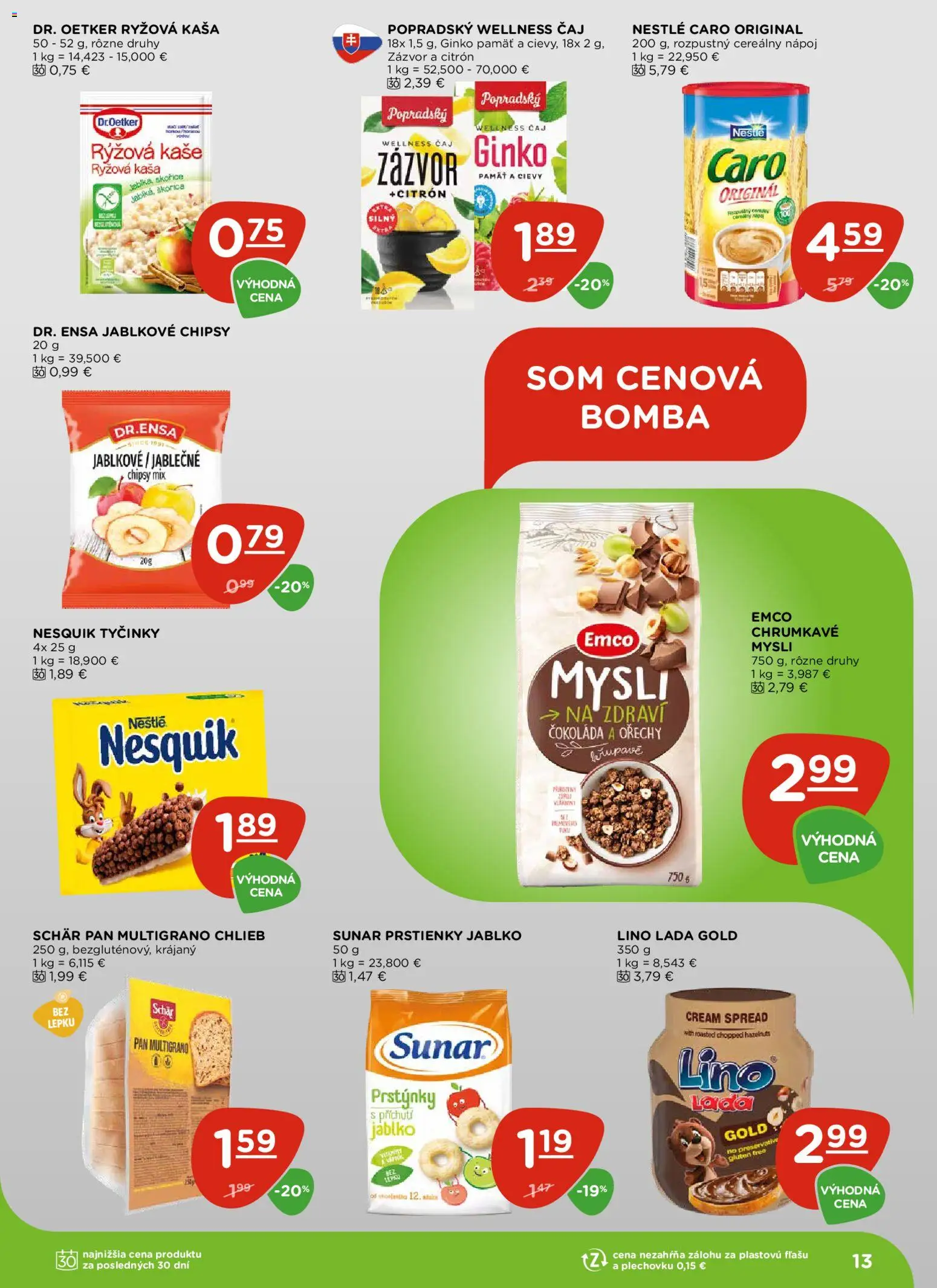 Nové Terno akcie – leták je platný od 27.11.2025 | Strana: 13 | Produkty: Chlieb, Čaj, Čokoláda, Chipsy