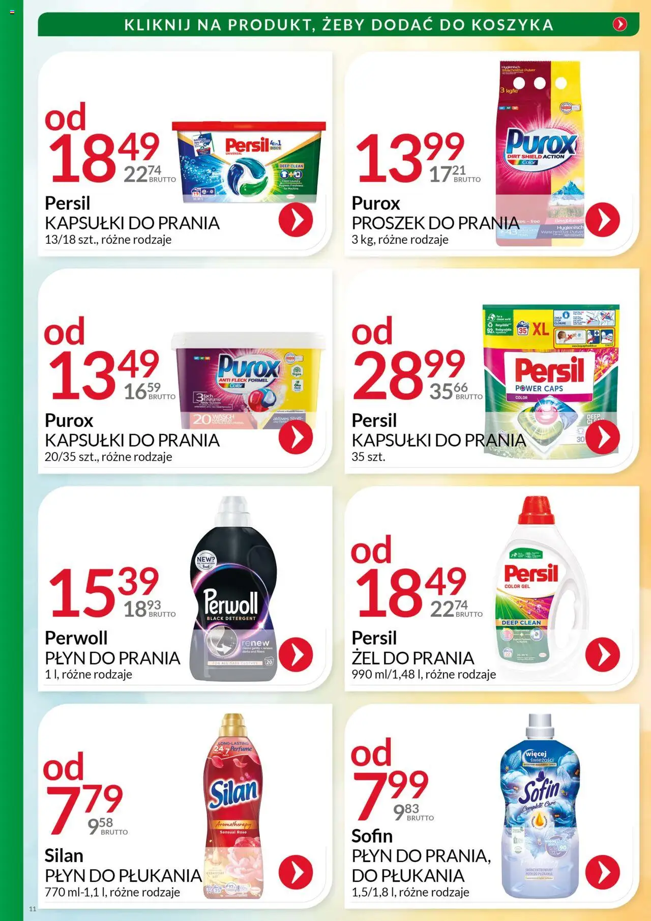 Eurocash Gazetka - Katalog Artykułów Chemicznych od 01.08.2025 | Strona: 11 | Produkty: Persil, Kapsułki do prania, Detergent