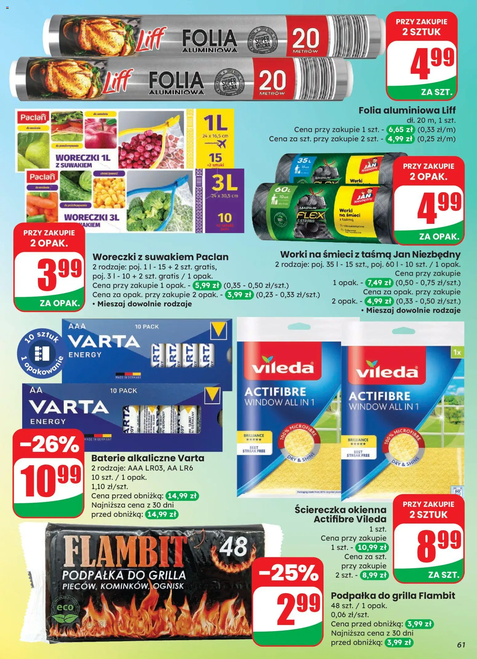 Dino Gazetka od 12.11.2025 | Strona: 61 | Produkty: Starter, Baterie, Woreczki z suwakiem, Vileda